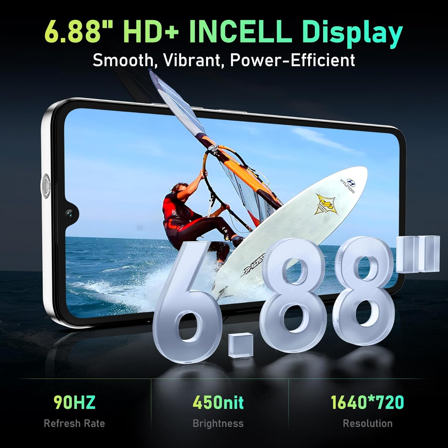 OUKITEL C59 Android 15 Smartphone without Contract, 10000 Mah Mobile Phone Cheap, 16GB + 128GB Mobile Phone without Contract, 6.88 Inch HD+ Simlock-Free Mobile Phones, 120LM Torch, 13MP + 5MP, Dual 4G image number 3