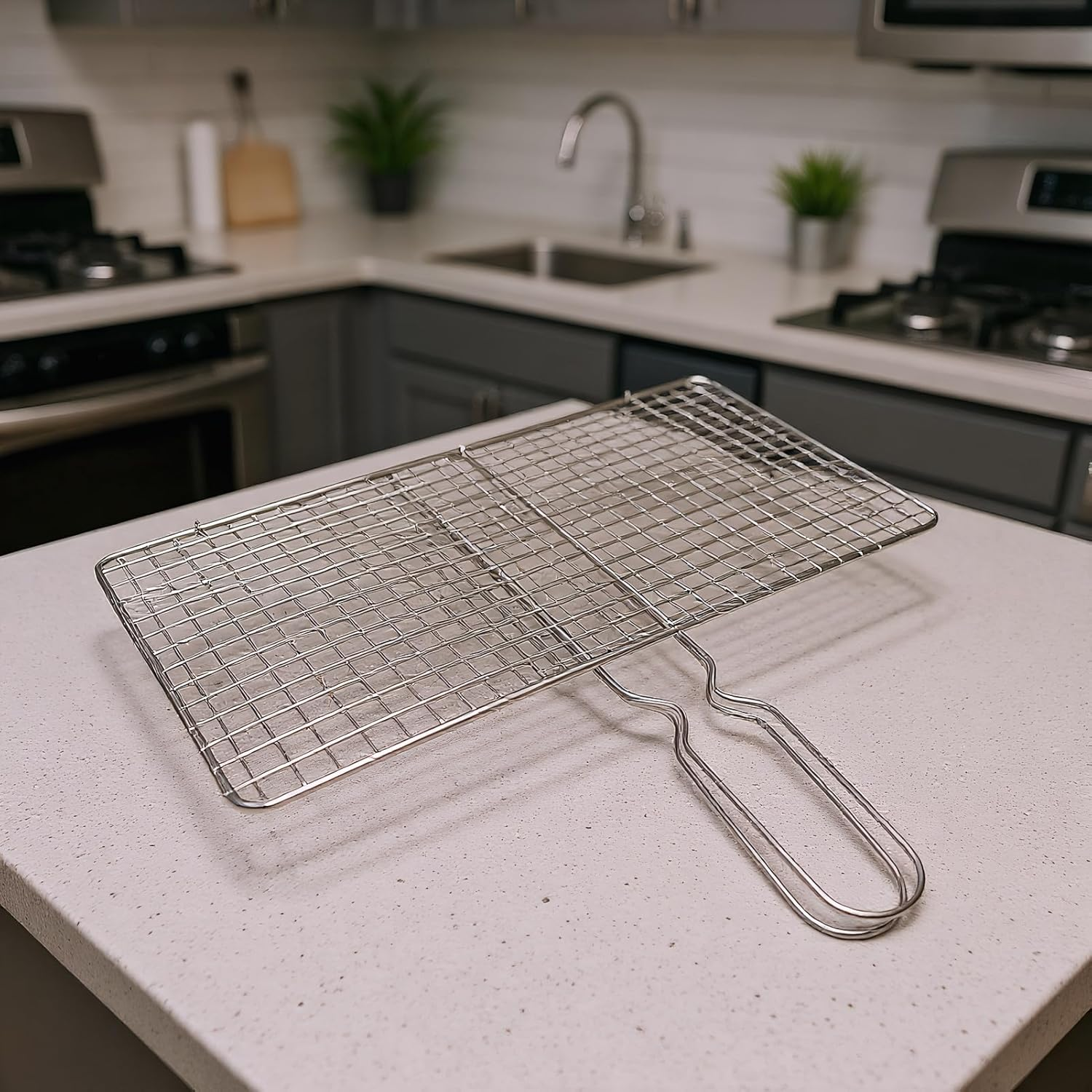 Fish Grill Basket - Stainless Steel BBQ Meat Clamp,Grill Basket for Steak Fish Chicken Meat Veggies Outdoor Camping Fishing Kitchen image number 3