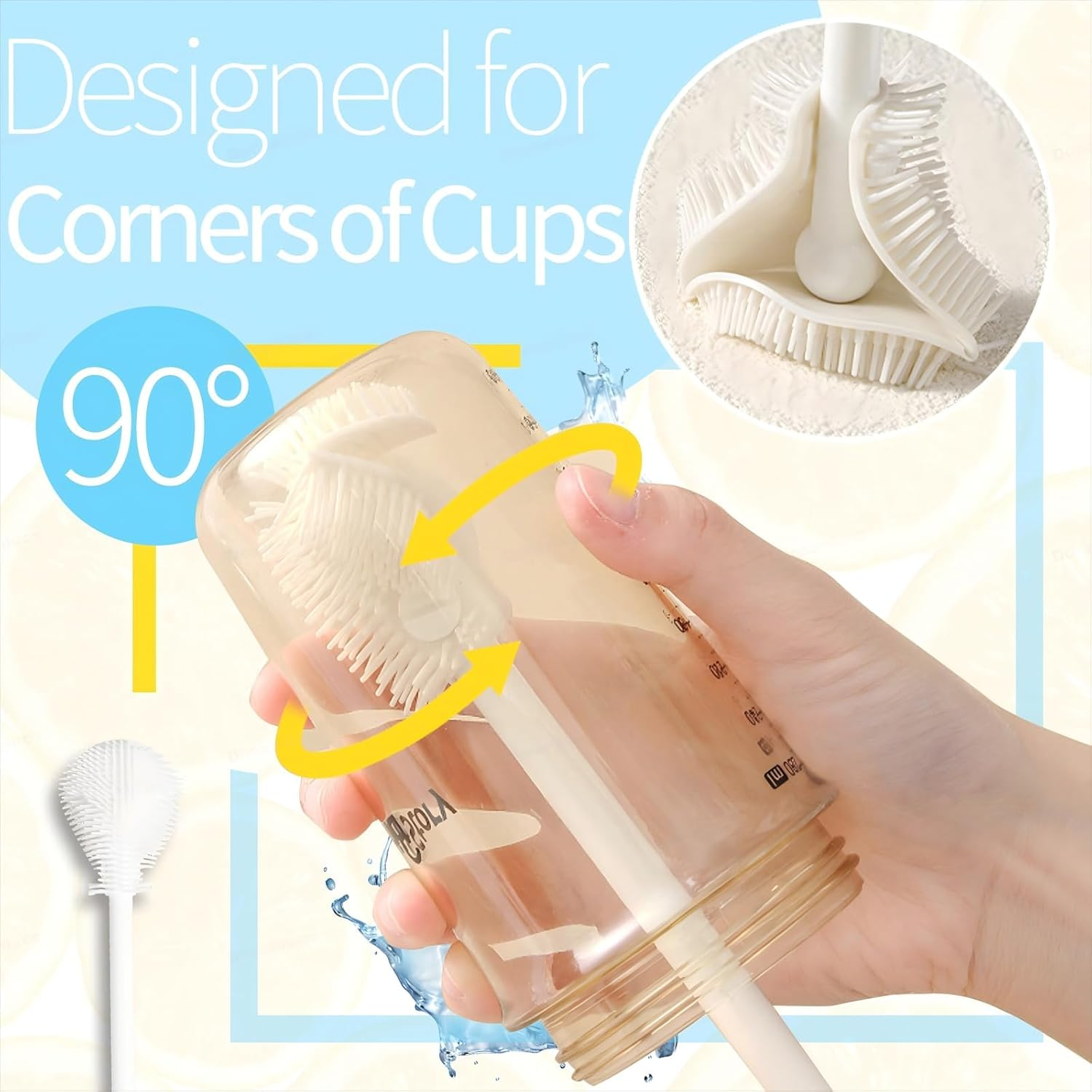 8Pcs Water Bottle Cleaning Brush Set,Multipurpose Brush Cleaner Kit with Long Nylon Straw Brush 4 in 1 Bottle Gap Cleaner and Long Handle Silicone Cup Cleaners