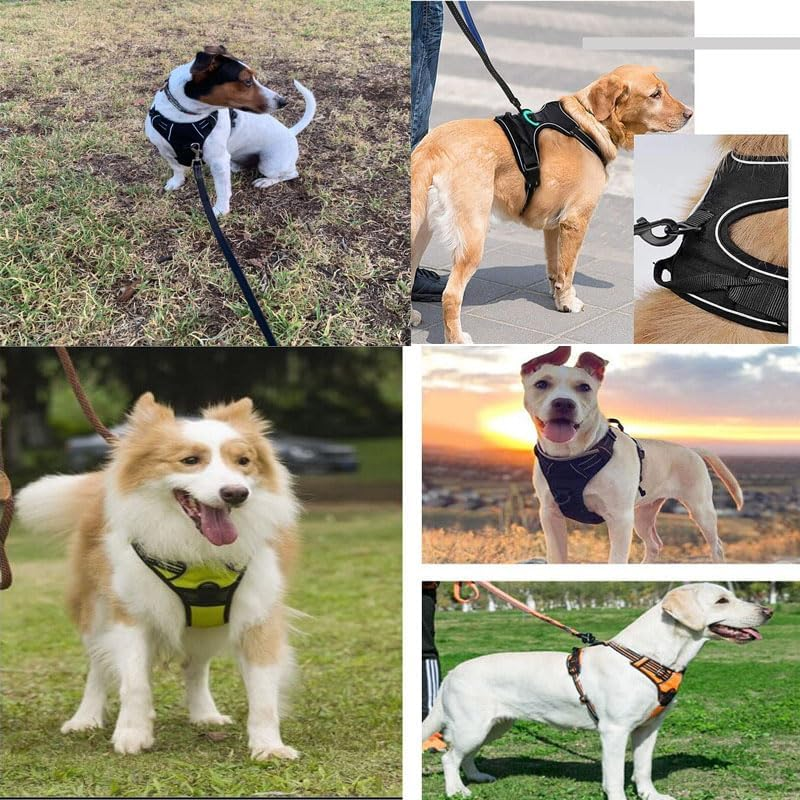 YAKESD No Pull Dog Harness, Adjustable Vest Harnesses for Hassle-Free Walking, Easy Control Reflective Puppy Vest for Small Medium Large Dogs（Blue，L）