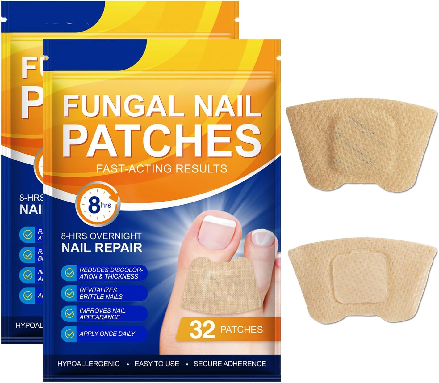 64 Pcs Fungal Nail Patches, Toenail Treatment Patch, Nail Repair for Damaged Nails, Improve Toenail Texture, Restore Discoloration and Thickness, Suitable for Both Men and Women image number 5