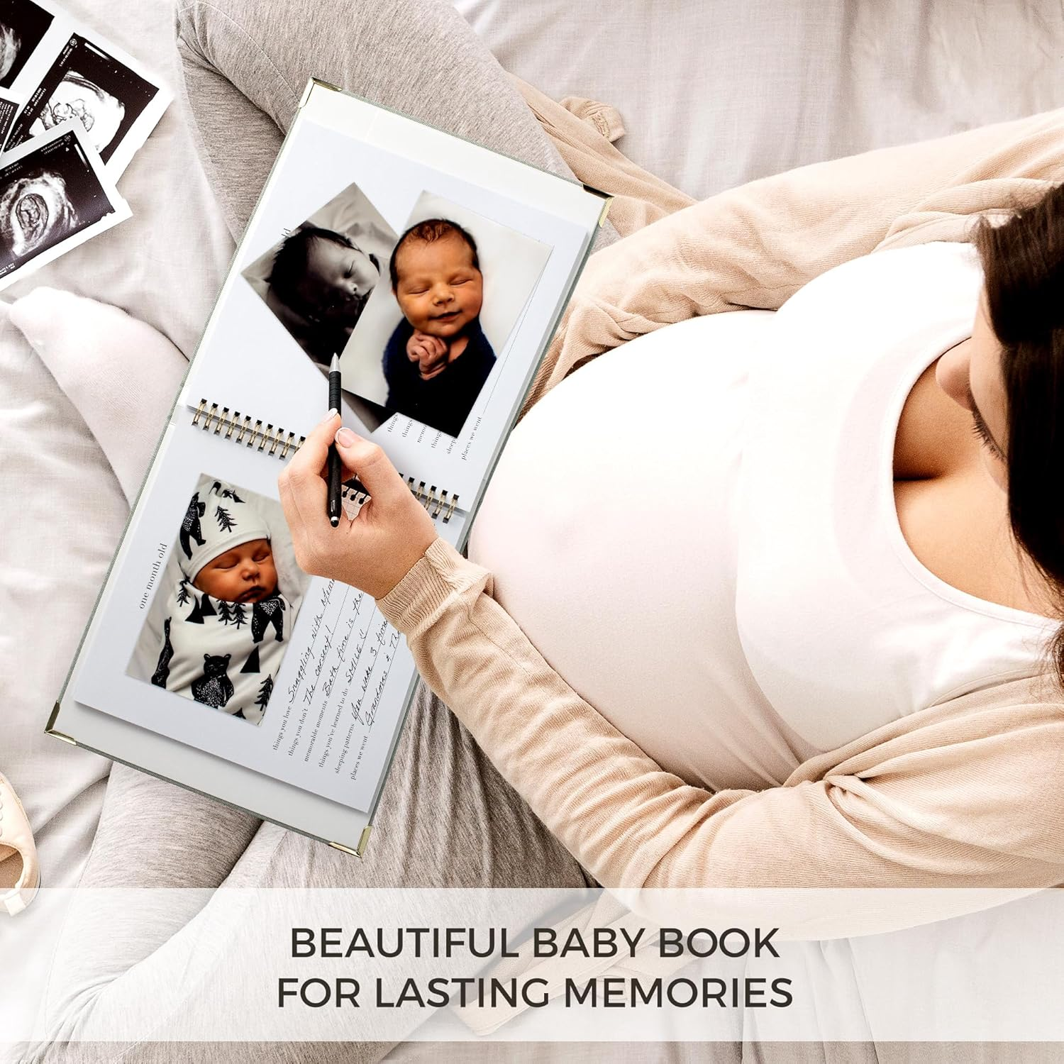 Keepsake Baby Memory Book for Boys and Girls &ndash; Timeless First 5 Year Baby Book &ndash; Gender Neutral Sage Baby Journal Scrapbook or Photo Album - a Milestone Book to Record Every Event from Birth to Age 5 image number 3