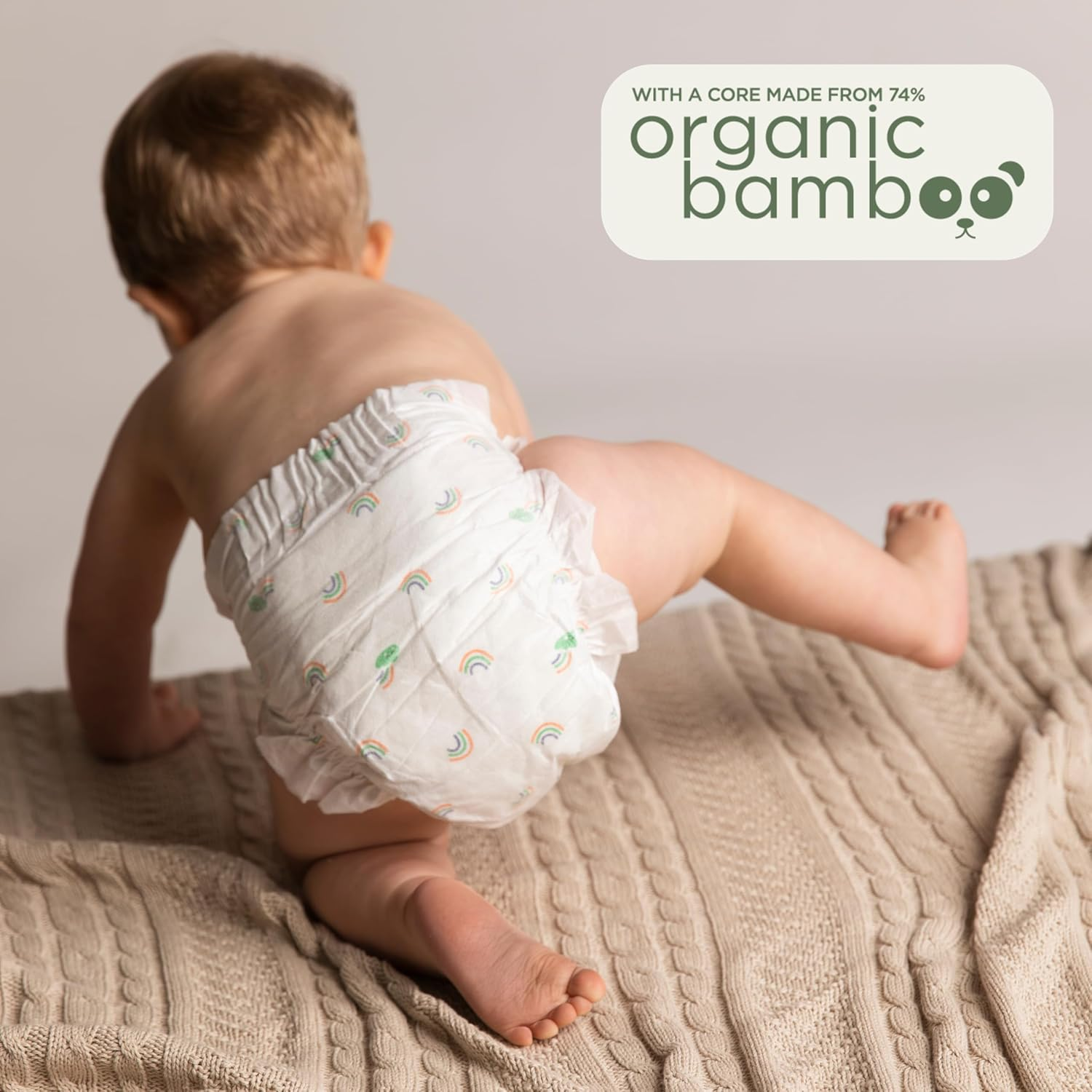 Tooshies Nappies | Size 4 Toddler 10-15Kg | Made with Organic Bamboo | 12 Hrs Leak Free | Unisex | Rainbow Print | 1 WEEK SUPPLY image number 1