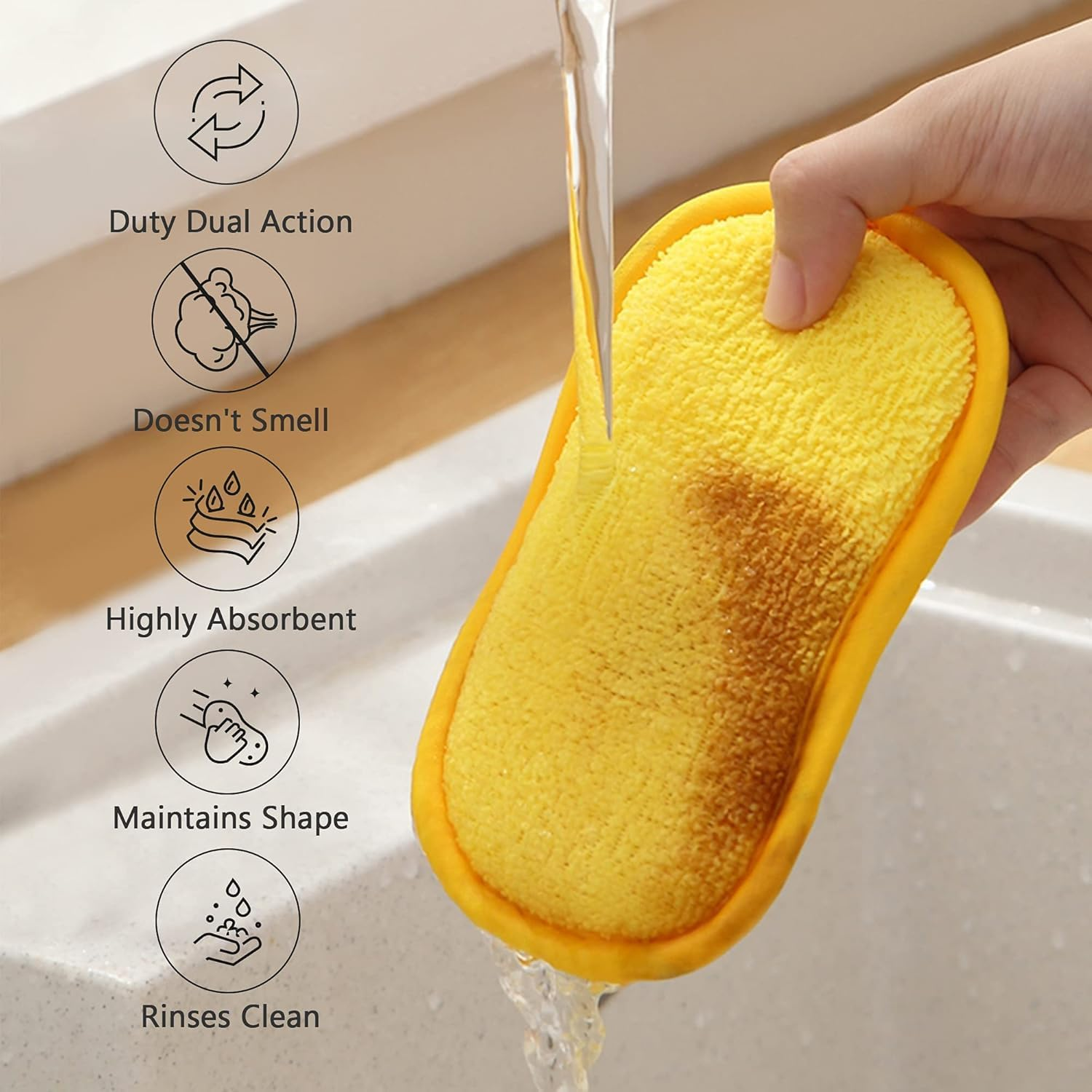 Multipurpose Kitchen Scrub Sponges, Heavy Duty Cleaning Non-Scratch Scrub Sponge, Reusable Microfiber Sponge for Household Cleaning,Kitchen Cleaning,Restaurant Cleaning image number 5