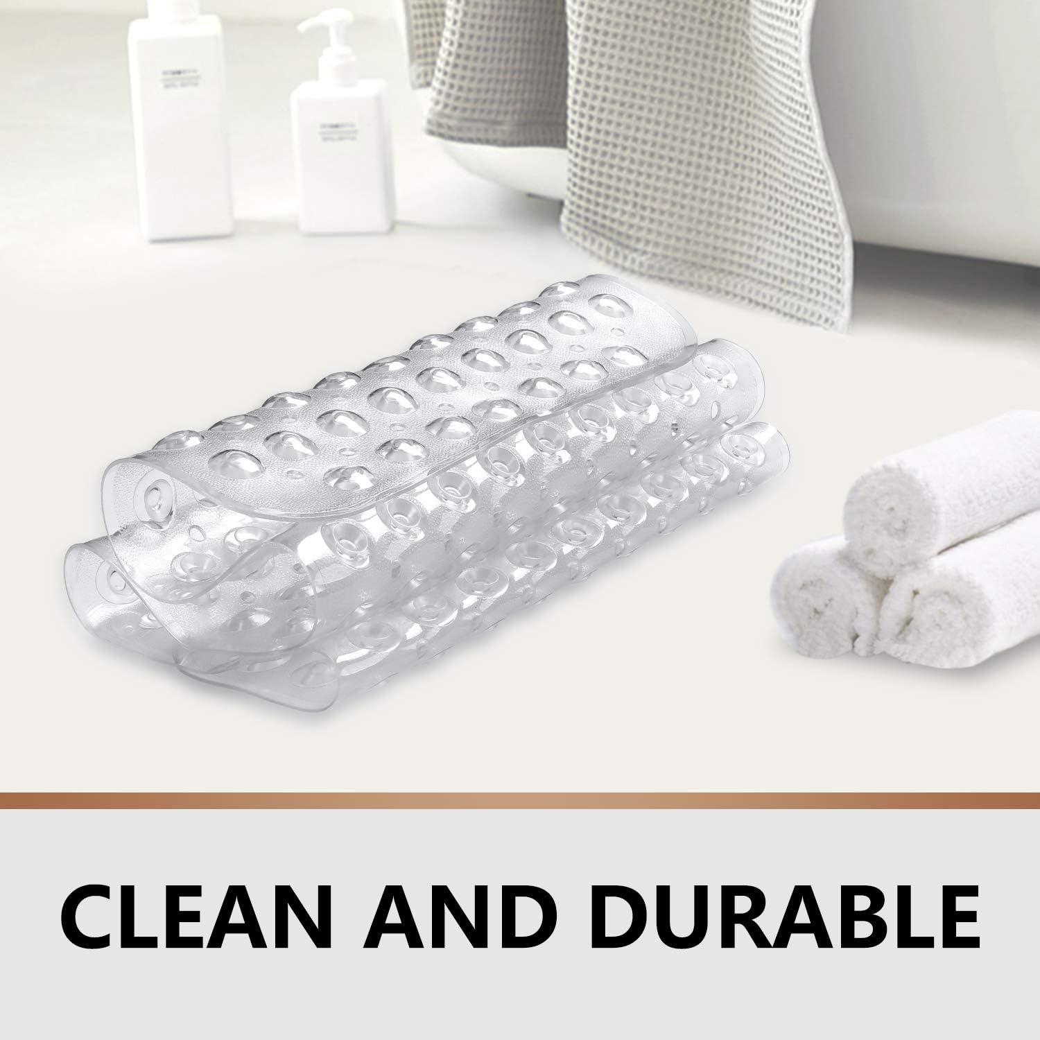 Upgrade Baby Bath Mat Non Slip Extra Long Bathtub Mat for Kids 40 X 16 Inch - Eco Friendly Bath Tub Mat with 200 Big Suction Cups,Machine Washable Shower Mat,Clear image number 6