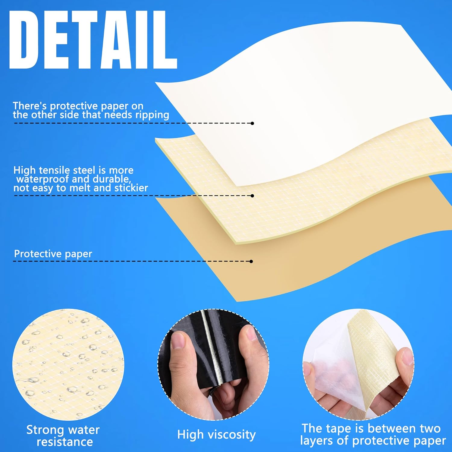 Adnee 50'X 3" Pond Liner Seam Tape-Double Sided Self Adhesive Butyl Pond Liner Tape-Waterproof Pond Seam Tape for EPDM Pond Liner Garden Cover Patch Repair image number 3