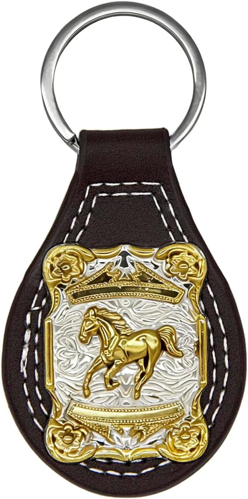 TOPACC Western Leather Keychain for Men Women Bag Charms Vintage Cowboy Key Rings for Western Accessories