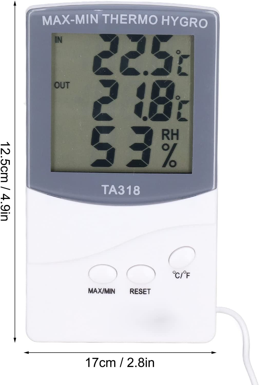 Indoor Outdoor Thermometer, Accurate Digital Hygrometer Indoor Thermometer Humidity Meter with Probe, Large Screen Temperature Humidity Monitor for Home, Office, Garden image number 6