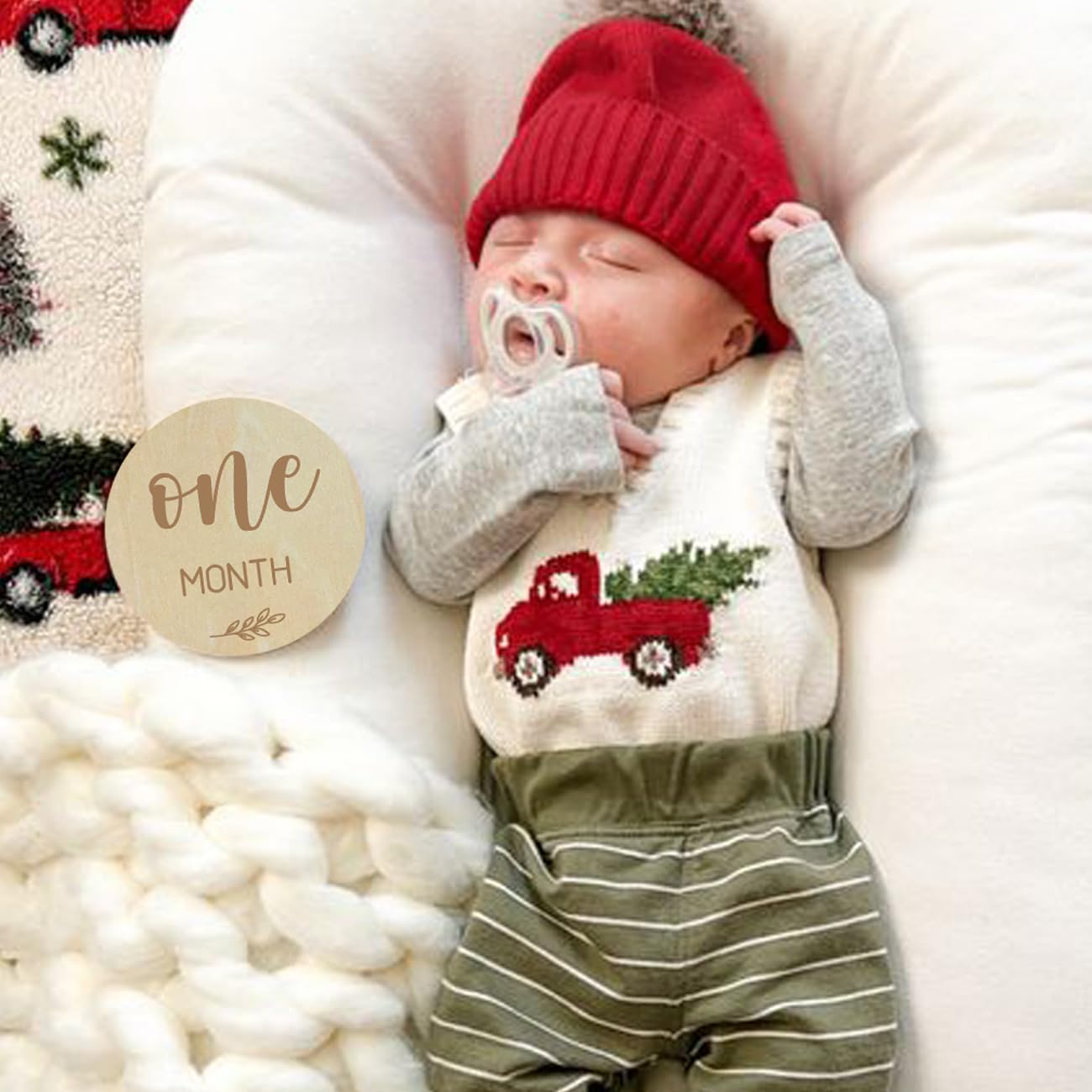 My First Holiday Milestone Child Monthly Card, Baby Announcement Sign & Celebration Board, Hello World Sign, Photo Hinges, Gift and Perfect Keepsake For image number 4