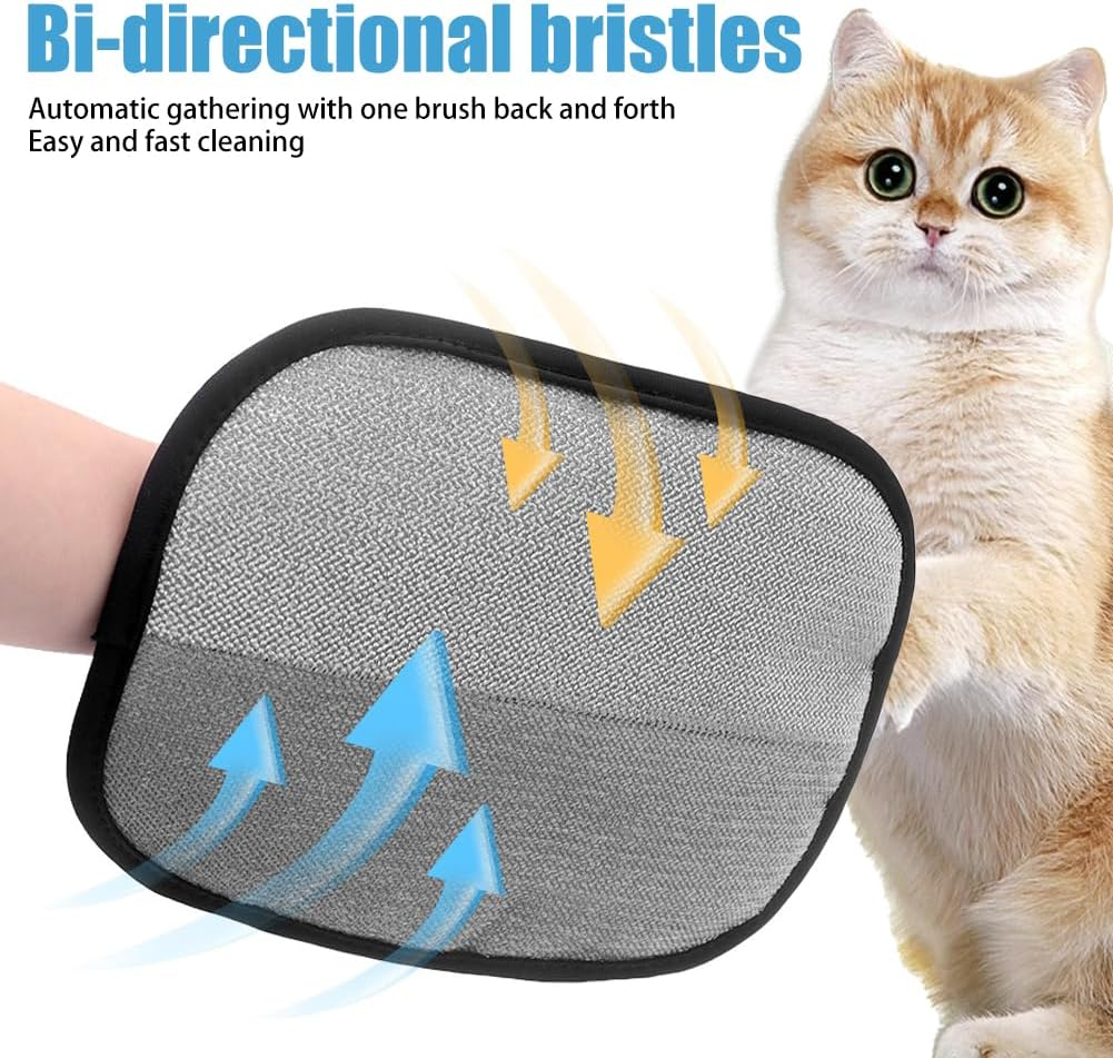 Kiwinvou 3 Pcs Pet Hair Remover Gloves,Reusable Cat & Dog Electrostatic Pet Hair Remover for Couch, Car Seat, Furniture, Carpet image number 3