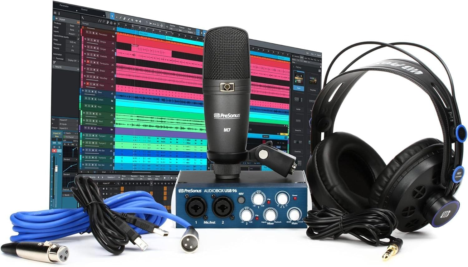 Presonus Audiobox 96 Studio - USB, Audio Interface, Bundle for Recording and Production, with Microphone, Headphones & Software image number 3