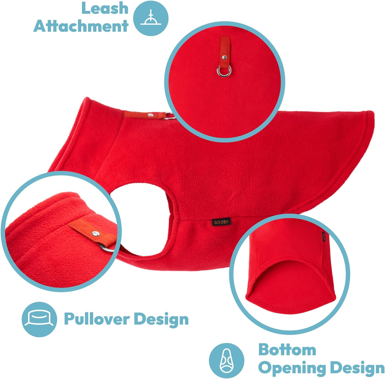 Gooby - Fleece Vest, Small Dog Pullover Fleece Jacket with Leash Ring, Fuchsia, X-Large image number 3