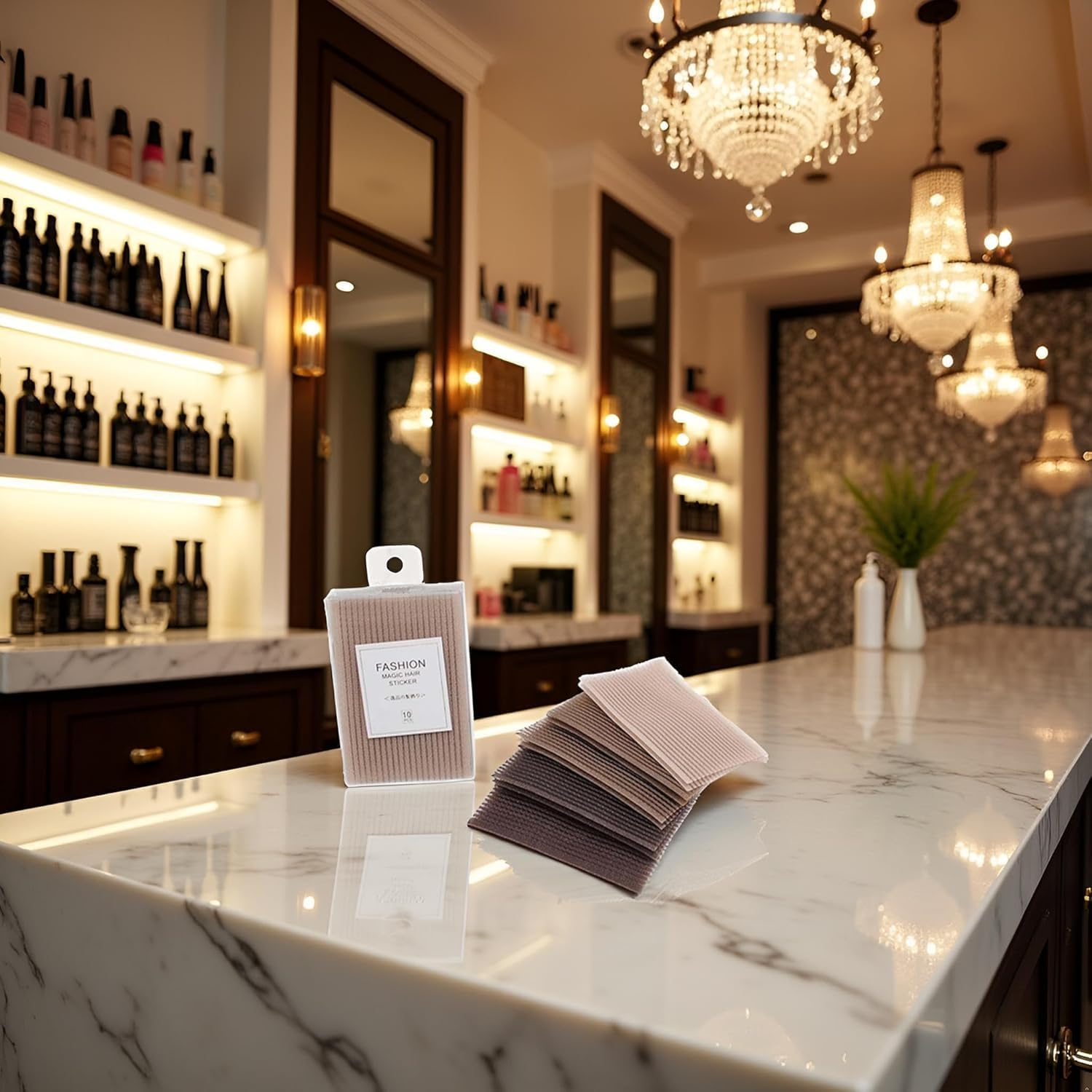 10 Pcs Coffee Bangs Posts, Square Plastic Paste Hair Pads, Easy-To-Use Hair Styling Tools and Grippers for Barbers, Hair Accessories image number 1