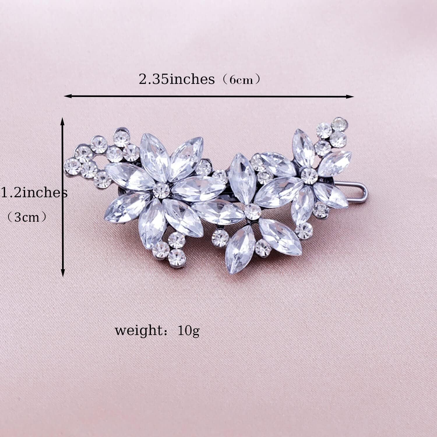 Crystal Flower Bridal Hair Clips(2 Packs)Rhinestone Wedding Hair Clips for Brides image number 1