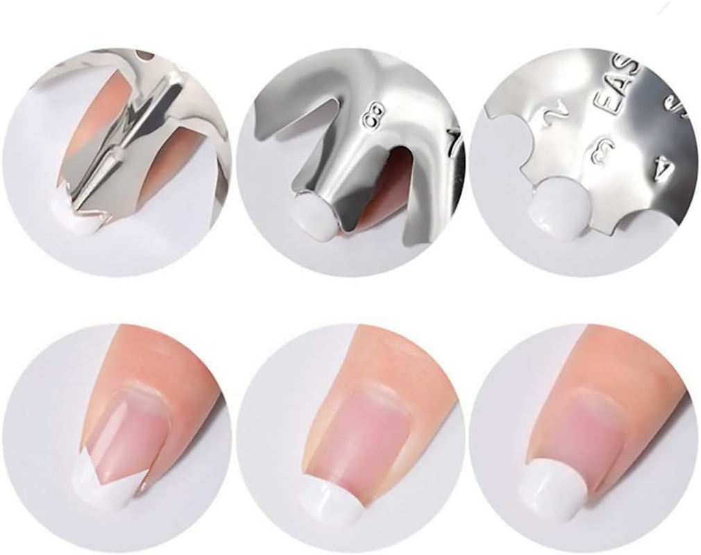 SILPECWEE 3 Pack Easy French Smile Line Acrylic Gel Cutter Tool C-Shape Manicure Edge Trimmer Stencil Template Tips (29 Size) image number 4