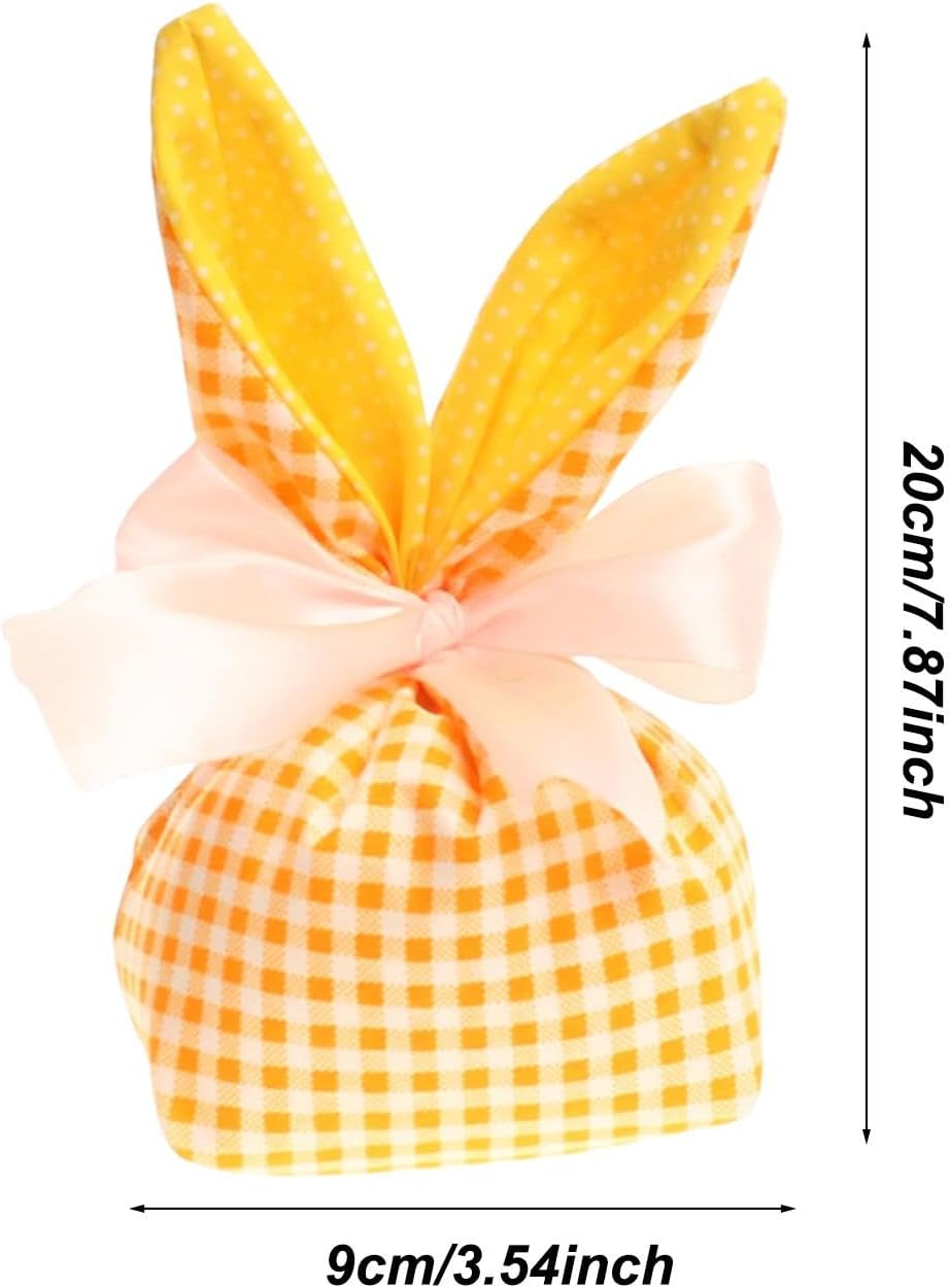 Easter Bunny Treat Bags,Bunny Ears Goodie Bags Candy Storage | 5X Gift Pouches Reusable with Bow, Party Favors, Easter Decorations Party Supplies for Packaging - A image number 2