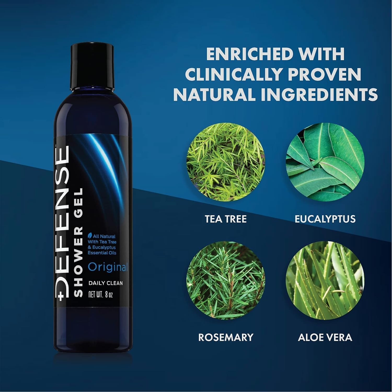 Defense Soap Body Wash Shower Gel 8 Oz - 100% Natural Tea Tree Oil and Eucalyptus Oil image number 3