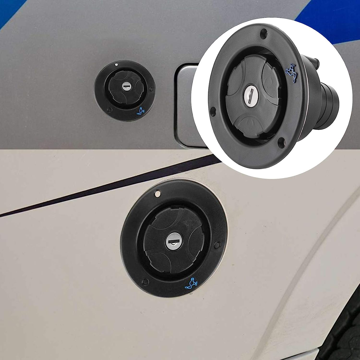 Jiawu Rv Fresh Water Inlet Lockable, Gravity Water Filler Cap with Spring and Seal Leak Proof Fill Hatch, Includes 2 Keys for RV Water Tank Trailer Equipment image number 6