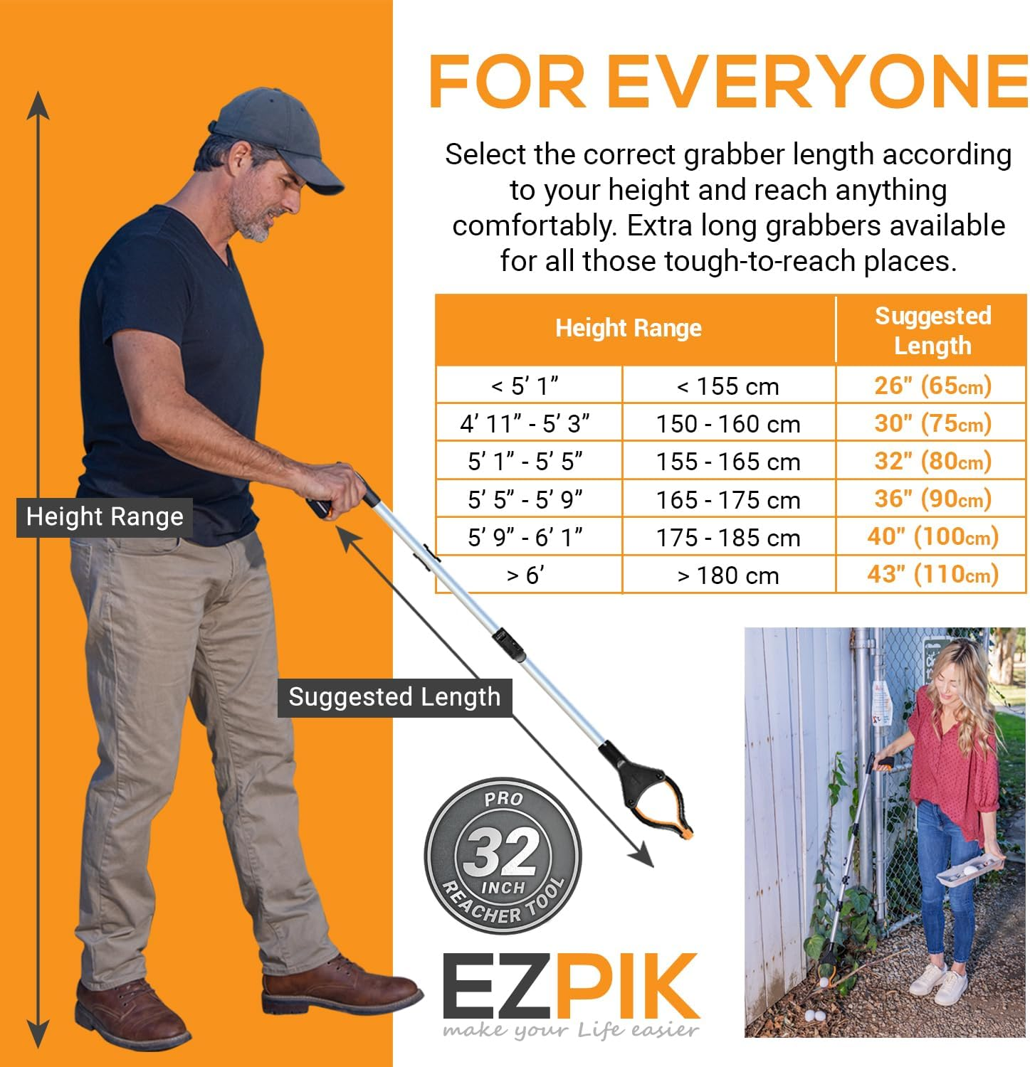 EZPIK Pro 80Cm Foldable Grabber Reacher Tool for Seniors - Grabbers for Elderly Reaching Tool Heavy Duty Pickup Trash Picker Upper Equipment - Claw Grabber Stick for Reaching Aids, Weed Gripper image number 3