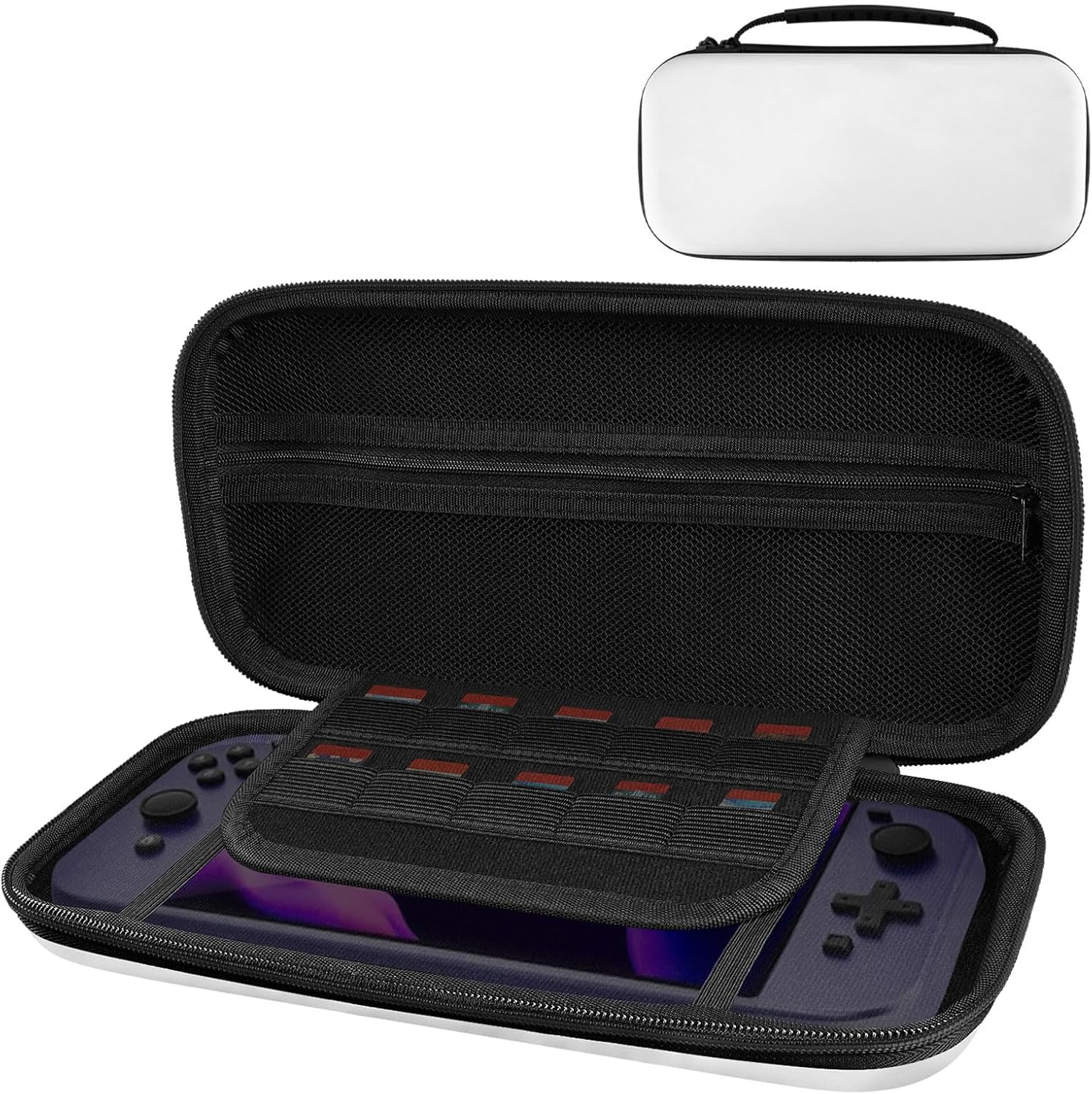 Geekria Travel Case Compatible with Switch 2 Controller, Hard Shell Carrying Bag, Protective Storage with Internal Mesh Pocket for Charging Cable (White)