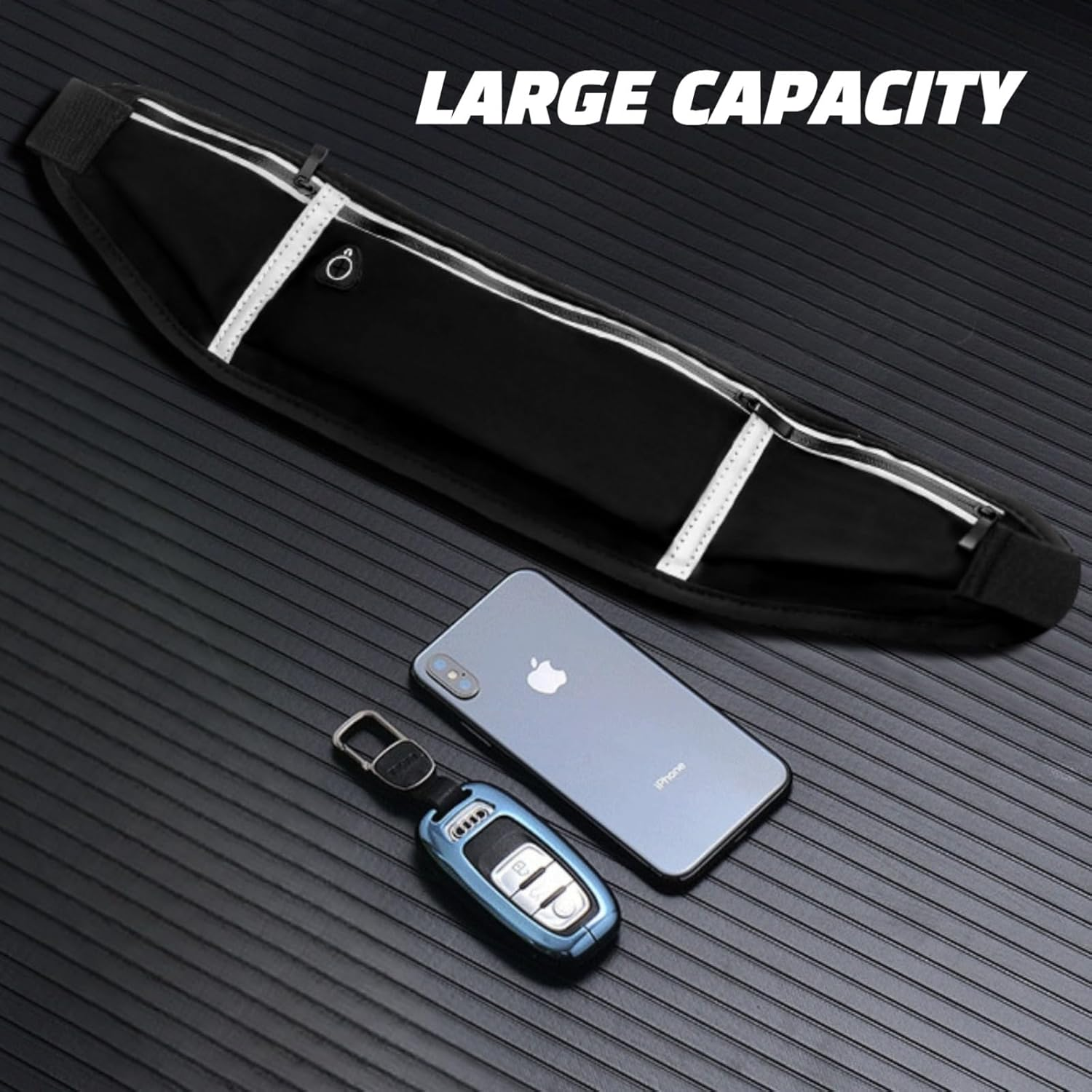 Slim Running Belt, Workout Fanny Pack for Men Women,Exercise Waist Pack for Phone Holder, Runner Belt for Running Walking Cycling Camping Gym (Black)