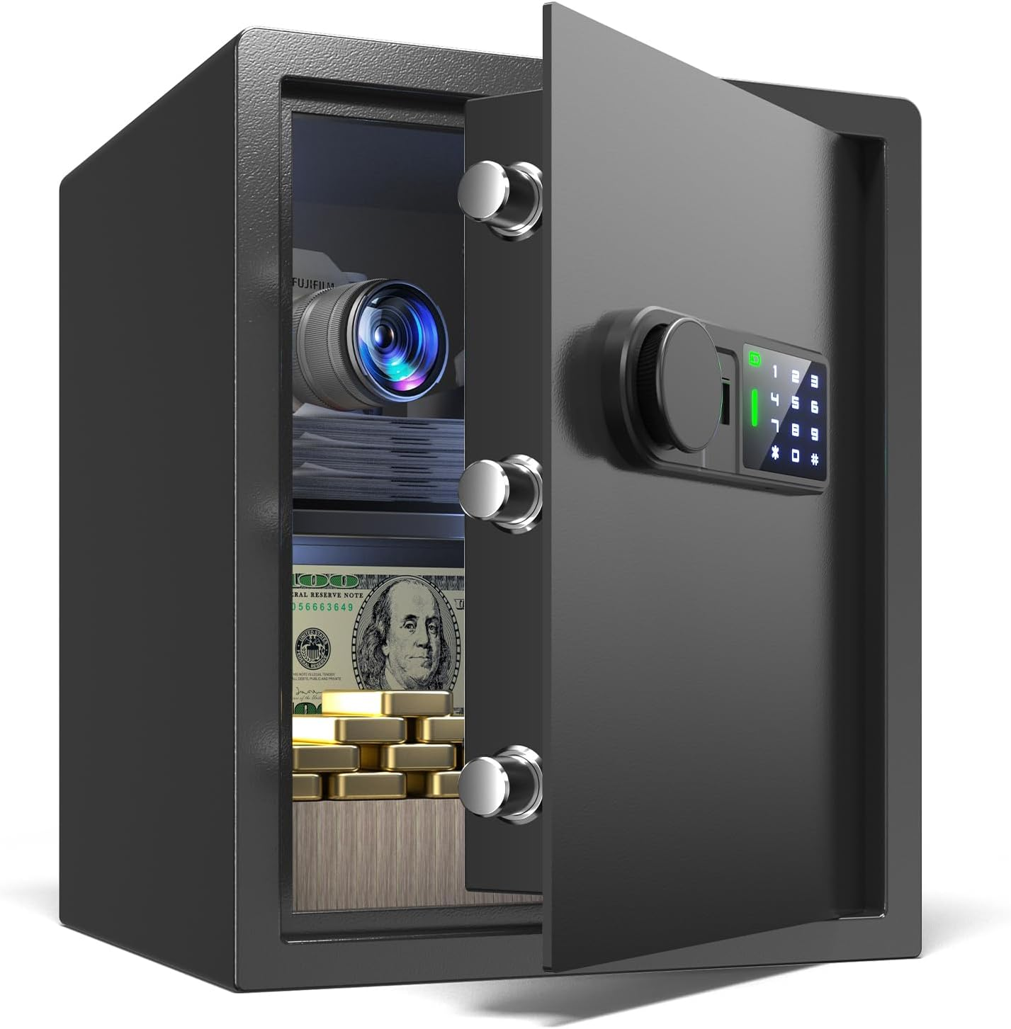 Wedlon Safe Box for Home - 16KG Touch Screen Lock Box with Silent Mode, Backlit Keypad, LED Light, Anti-Rust & Anti-Theft,Office image number 5