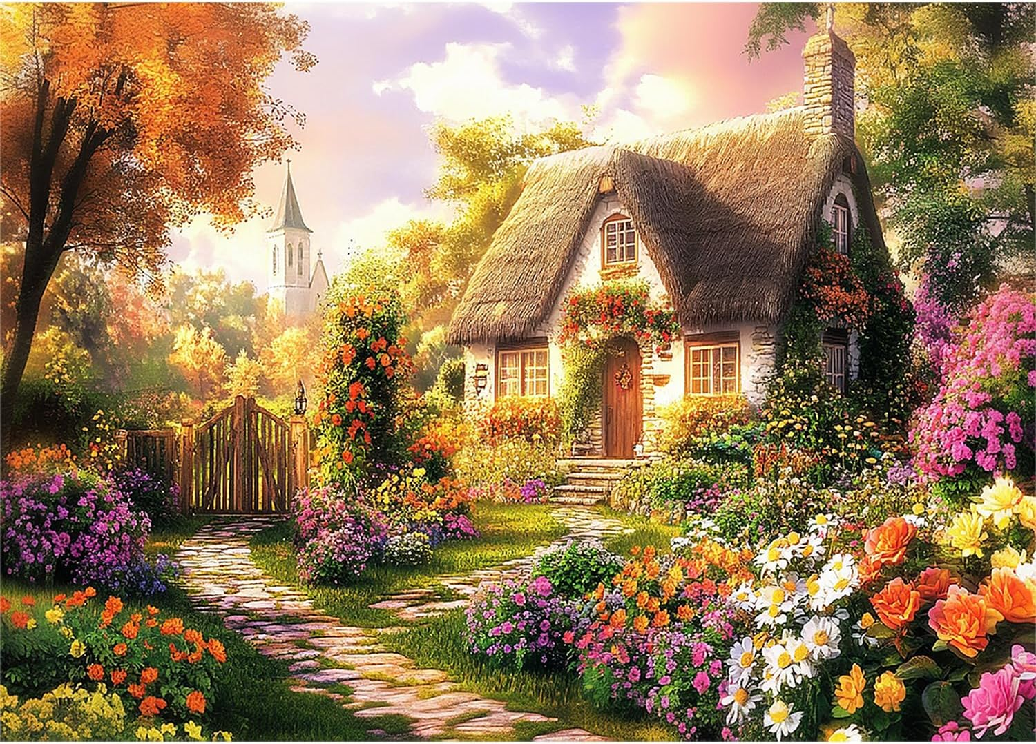 Jigsaw Puzzles for Adults 1000 Pieces Impossible Hard Difficult Challenging Puzzles for Adults 1000Pc Puzzle Country Garden House Landscape Jigsaw Puzzle 1000 Pieces 28 X 20 Inch