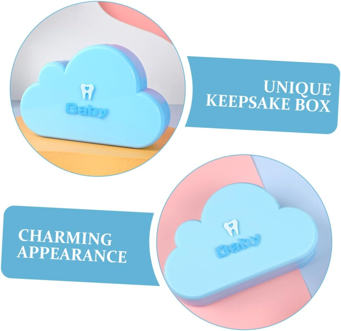 Keepsake Box Cloud Shape Tooth Storage Holder for Boys and Girls Unique Teeth Collection Container Safe Material Design for Organized Keepsakes for Birthdays and Showers image number 6