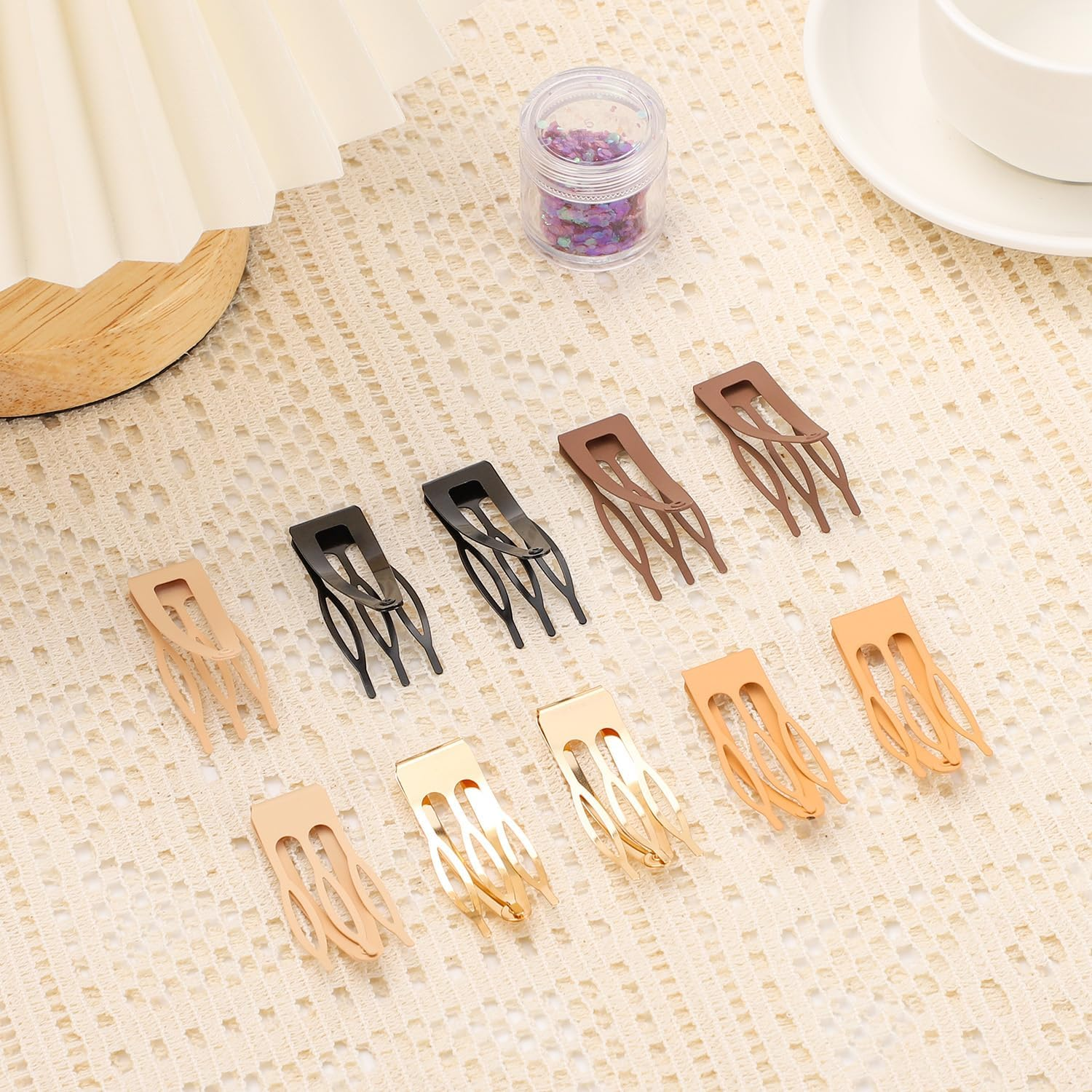 Etercycle 10 Pcs Double Grip Hair Clips, Metal Snap Hair Clips Hair Barrettes Women Hair Making Salon Supplies Hair Accessories (Brown) image number 4