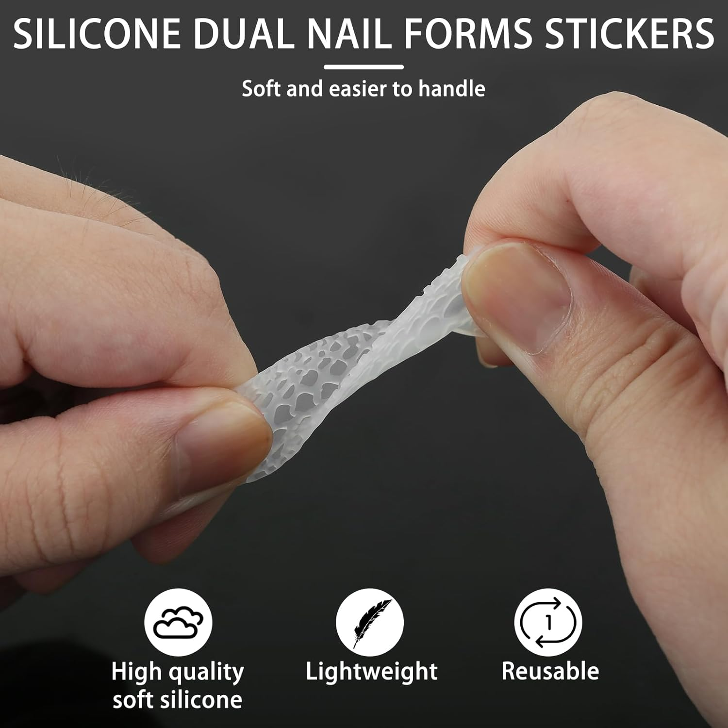 C12Rtive 60 Pieces 3D Silicone Double Nail Shapes Sticker Set, Silicone French Manicure Stickers for Polygel Nail Shapes, Gel Extension Quick Build Double Nail Shapes image number 1