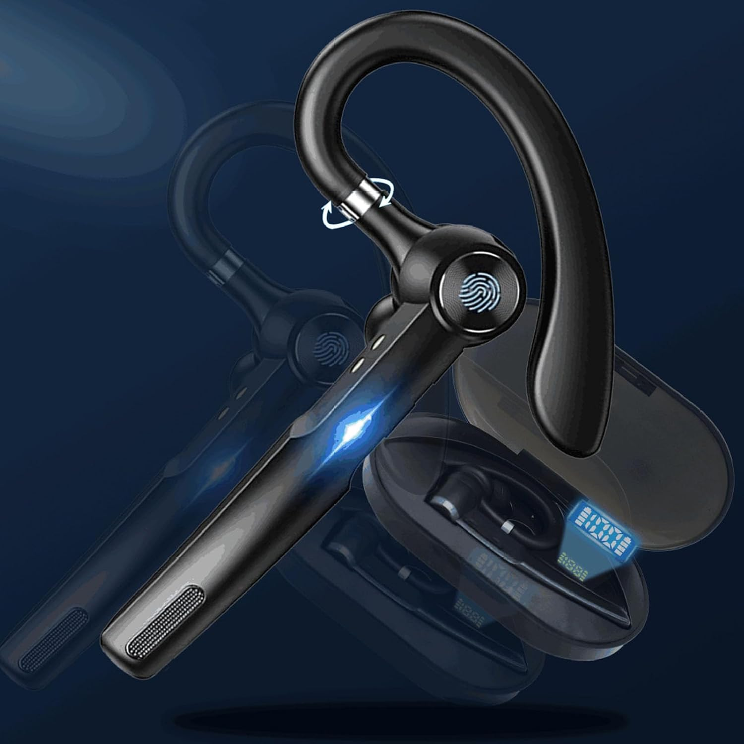 Bluetooth Headset, Wireless Bluetooth Earbuds, Hands-Free Headphones with Built-In Microphone for Driving/Business/Office, Compatible with Ios and Android Phones