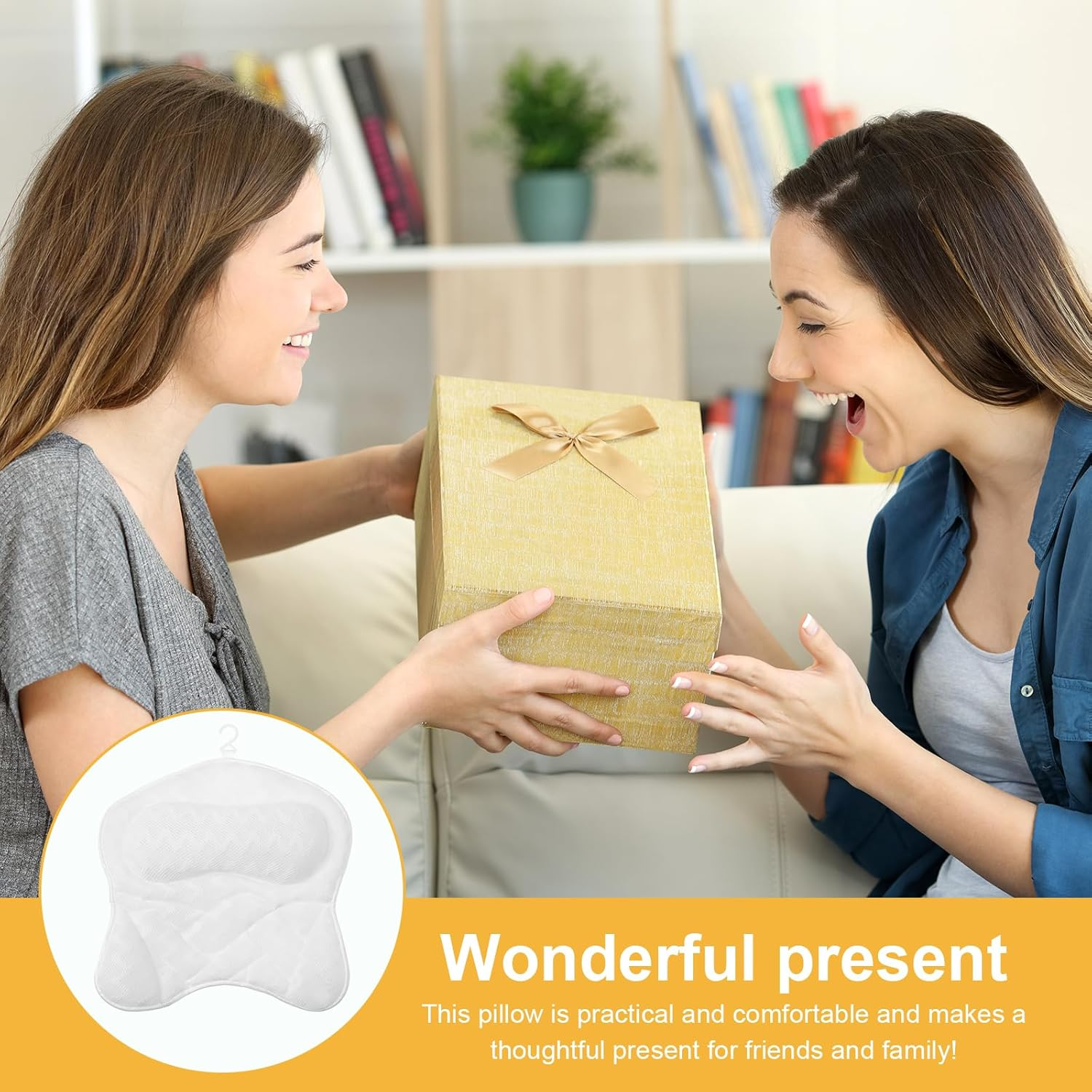 Awobepl Ergonomic Bath Pillow Breathable Air Mesh Bathtub Pillow with 6 Suction Cup and Hook Practical Bathroom Accessories for Neck and Back Support (White) - Black image number 5