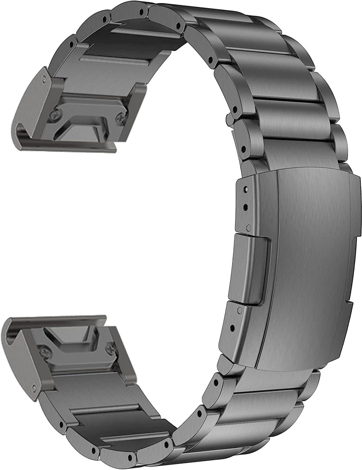 Maktech Titanium Band for Garmin,22Mm Three-Piece Metal Bracelet Strap with Quick Release Connector,Tortoise Buckle,For Garmin Fenix 8 47Mm/7/7 Pro/6/6 Pro/5/5 plus Smartwatch (Black)