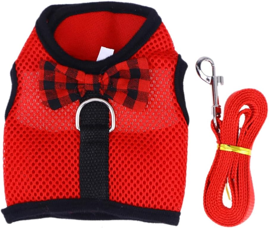 Pet Leash Breathable Mesh Fabric Small Animal Vest Lead for Hamster Rabbit Bow Strap Scenario image number 4