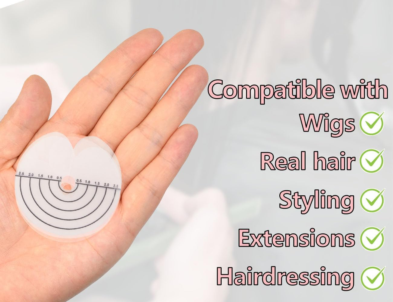 Lhbwhiz Pack of 25 Hair Extensions Stencil, Heat Shield Protection Spacer Template for Attaching, Keratin, Hair Extension Tool with a Hole and Scale, for Salon Hair Extensions (Round) image number 5