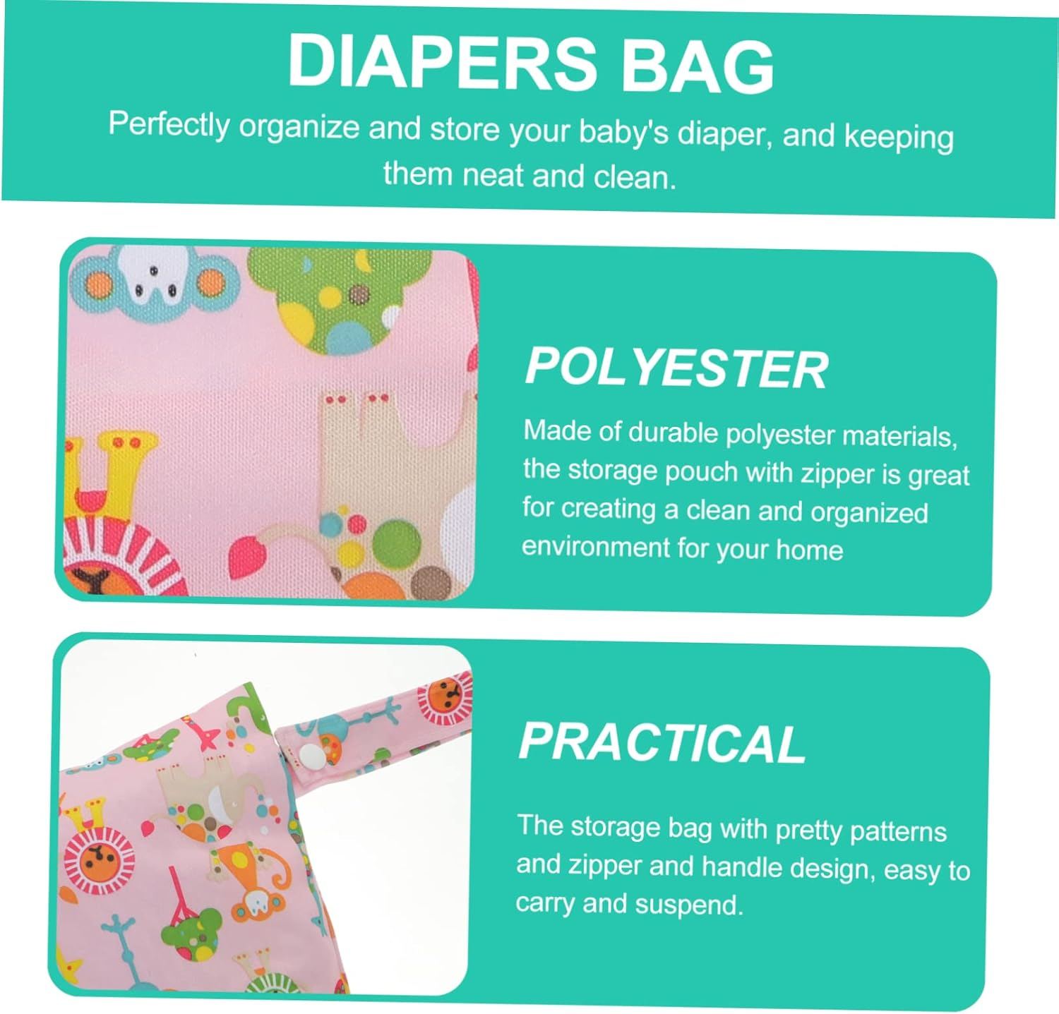 Vaguelly 3Pcs Diaper Storage Bag Nappy Bag Organiser Travel Pouch for Diapers Toiletries image number 5