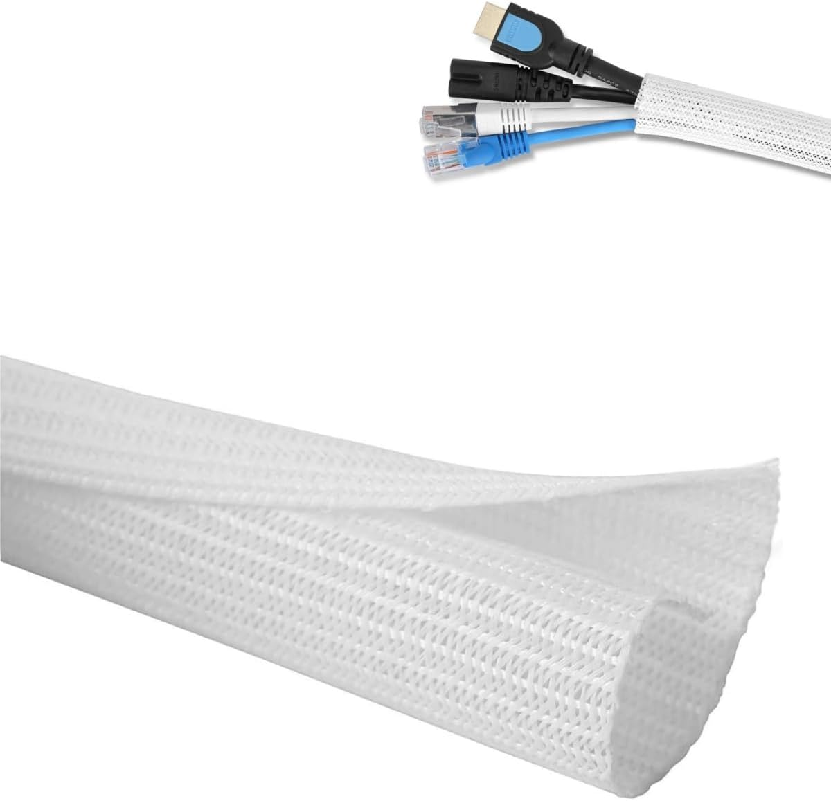 KLHCDUO Cable Protector Cable Wrap Cover,6.6 Ft (2M)- 1/2 Inch Inner Diameter Cable Organizer, Suitable for TV, Computer, Braided Wire Management, for Home and Office Use image number 5