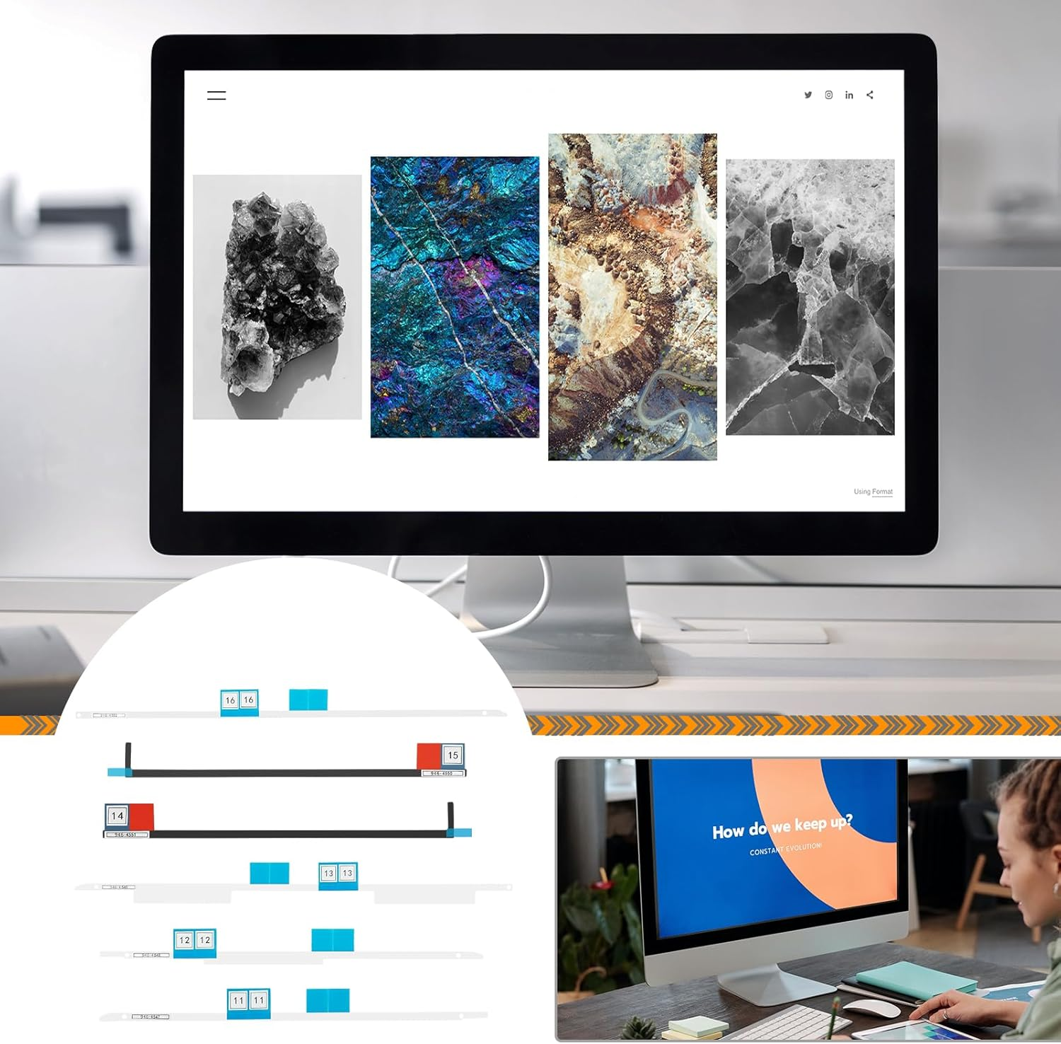 LCD Display Screen Adhesive Strips Sticker Replacement Tape Professional Repair Kit Compatible with Imac 27" A1419 Retina 2012-2015 (With Opening Tool) image number 3