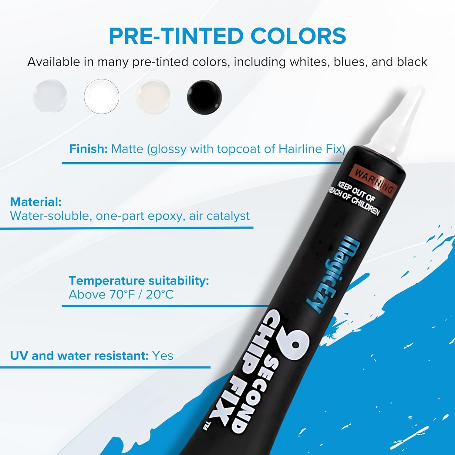 Magicezy 9 Second Chip Fix (Snow White) - Fix Fibreglass Damage Fast - Gouges, Holes, Deep Cracks and Chips - Ultra Strong Marine Epoxy Repair Filler for Fibreglass Boats image number 1