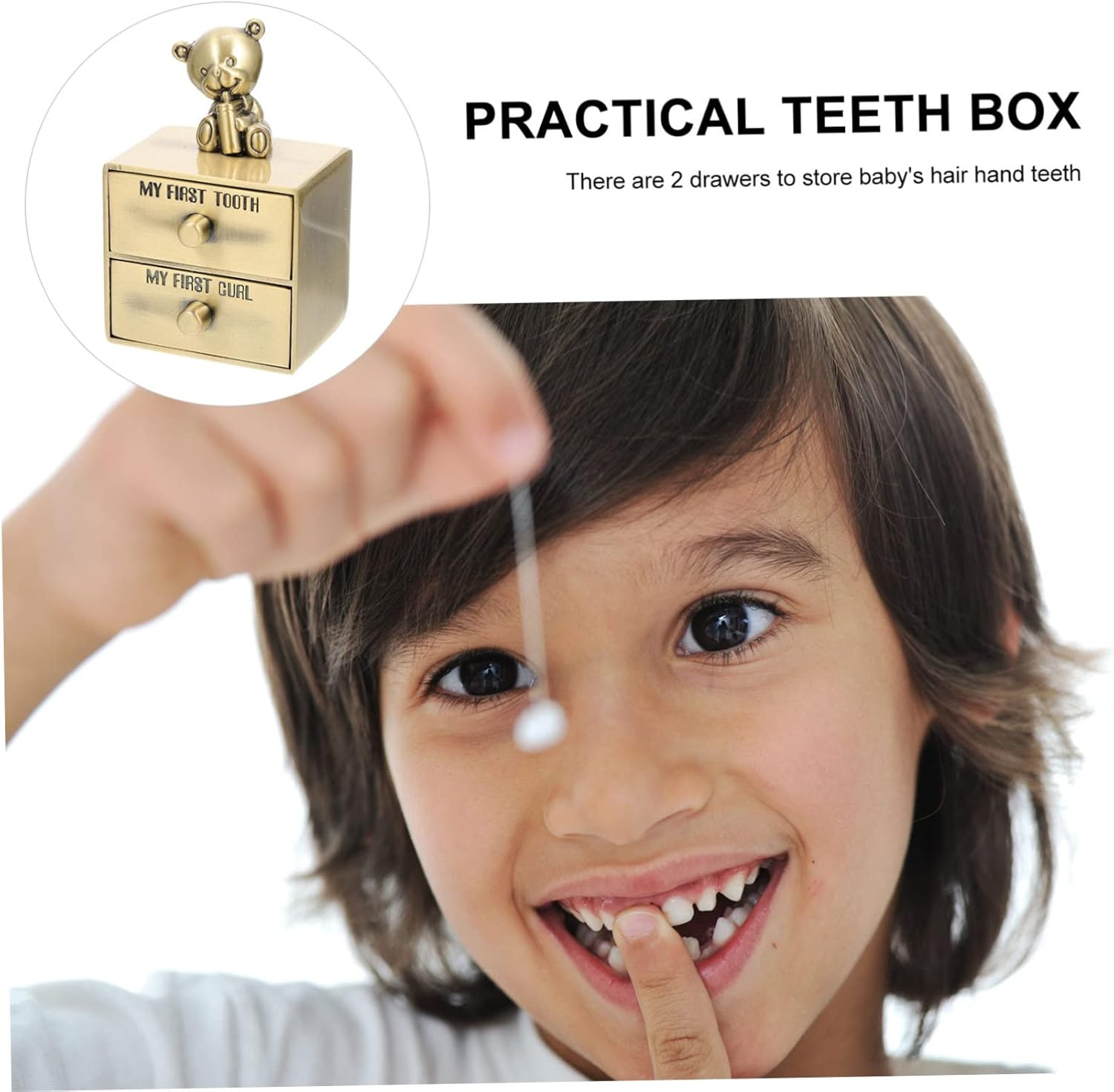 Baby Tooth Storage Box Boys and Girls Teeth Keepsake Drawer Case for Baby Memory Collection image number 5