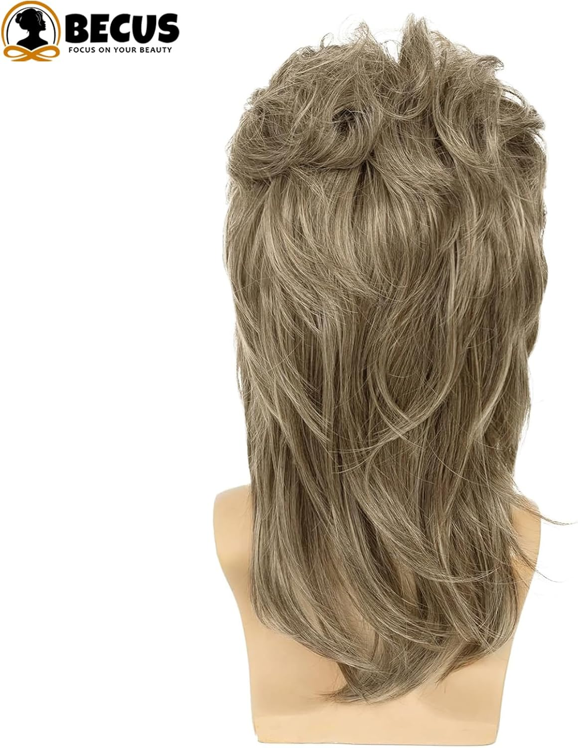 BECUS Mullet Blonde Wigs for Men 80S Costumes Fancy Party Accessory Cosplay Mens Hair Wig - Blonde image number 3