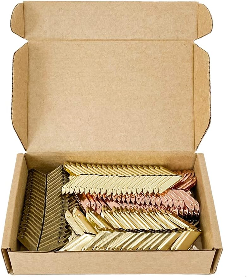 160 PCS Vintage Metal Book Corner Protector Guard Edge Cover Iron Angle Protectors Bronze Gold Decorative Covers for Scrapbooks Photo Albums Diary Notebooks Menus Folder Stamp Books, 4 Colors image number 4