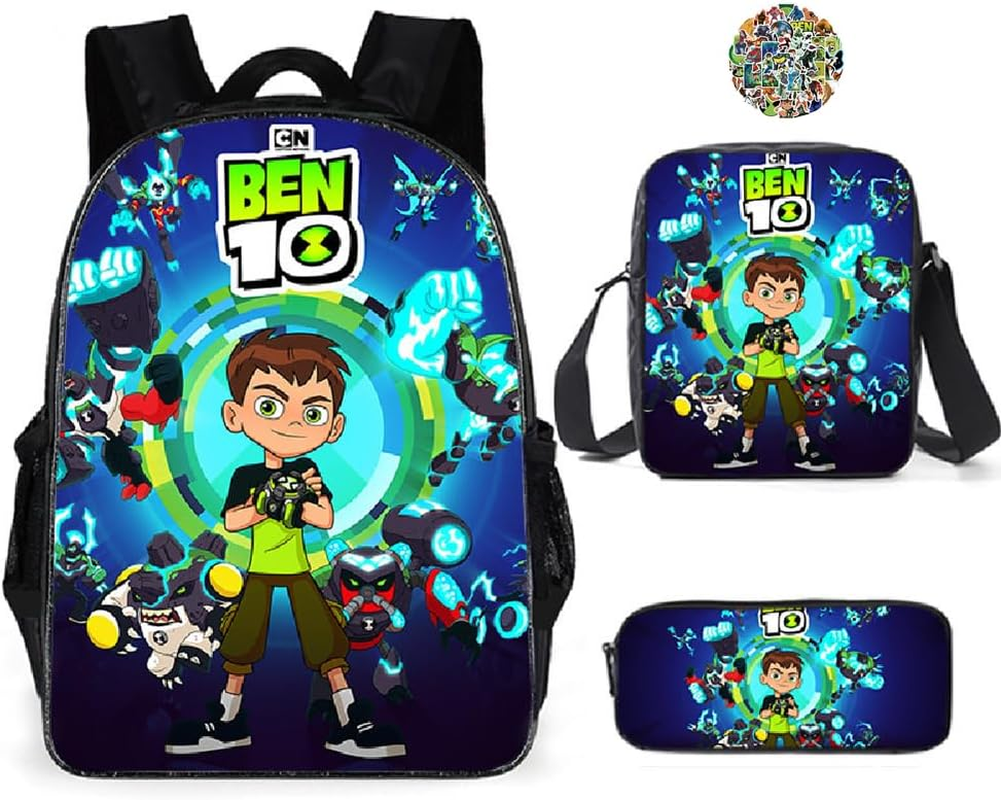 AII Lover 3Pcs Anime Backpack Set with Stickers,16In 3D Printed Cartoon School Bags for Elementary and Middle School Students and Game Fans Teens Birthday Gift. image number 4