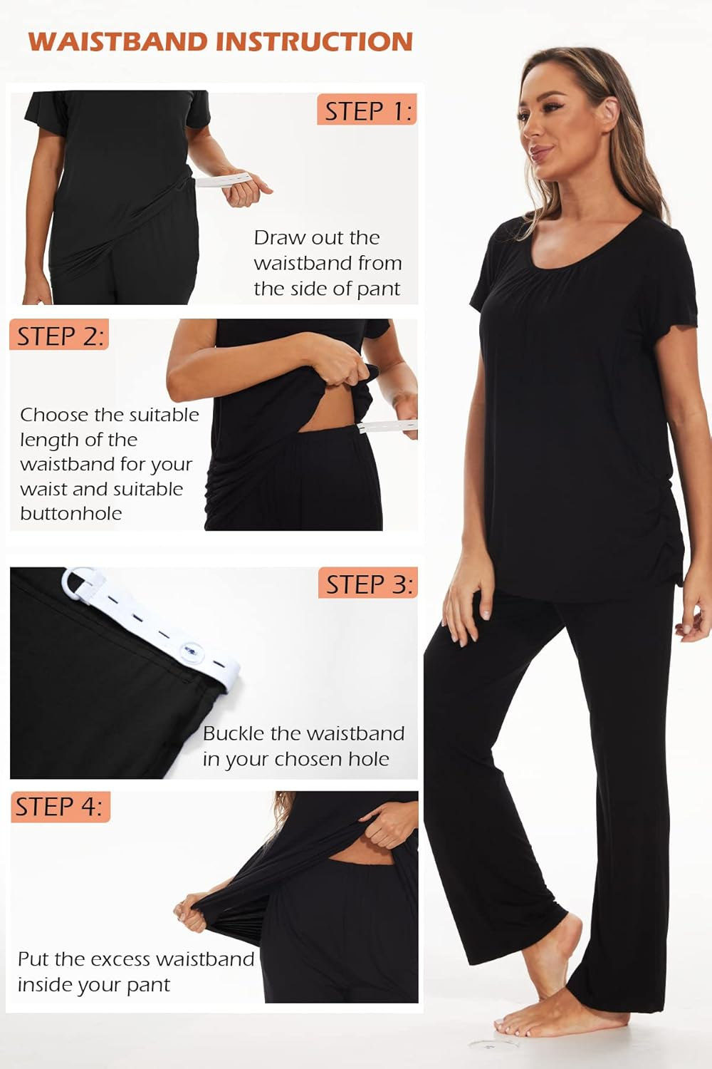 Smallshow Women'S Maternity Postpartum Pajamas Ruched Short Sleeve Nursing Pjs image number 2