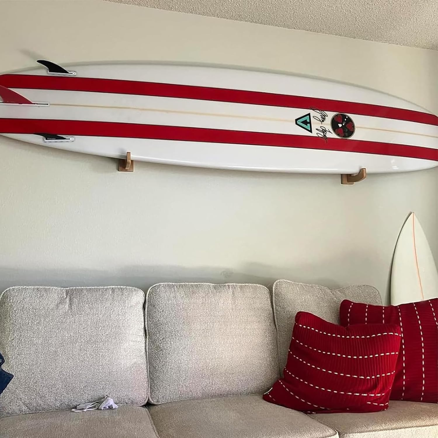 Surfboard Wall Mount Wooden Surf Board Wall Racks for Storage and Display Your Surfboards/Skimboards/Skateboards image number 5