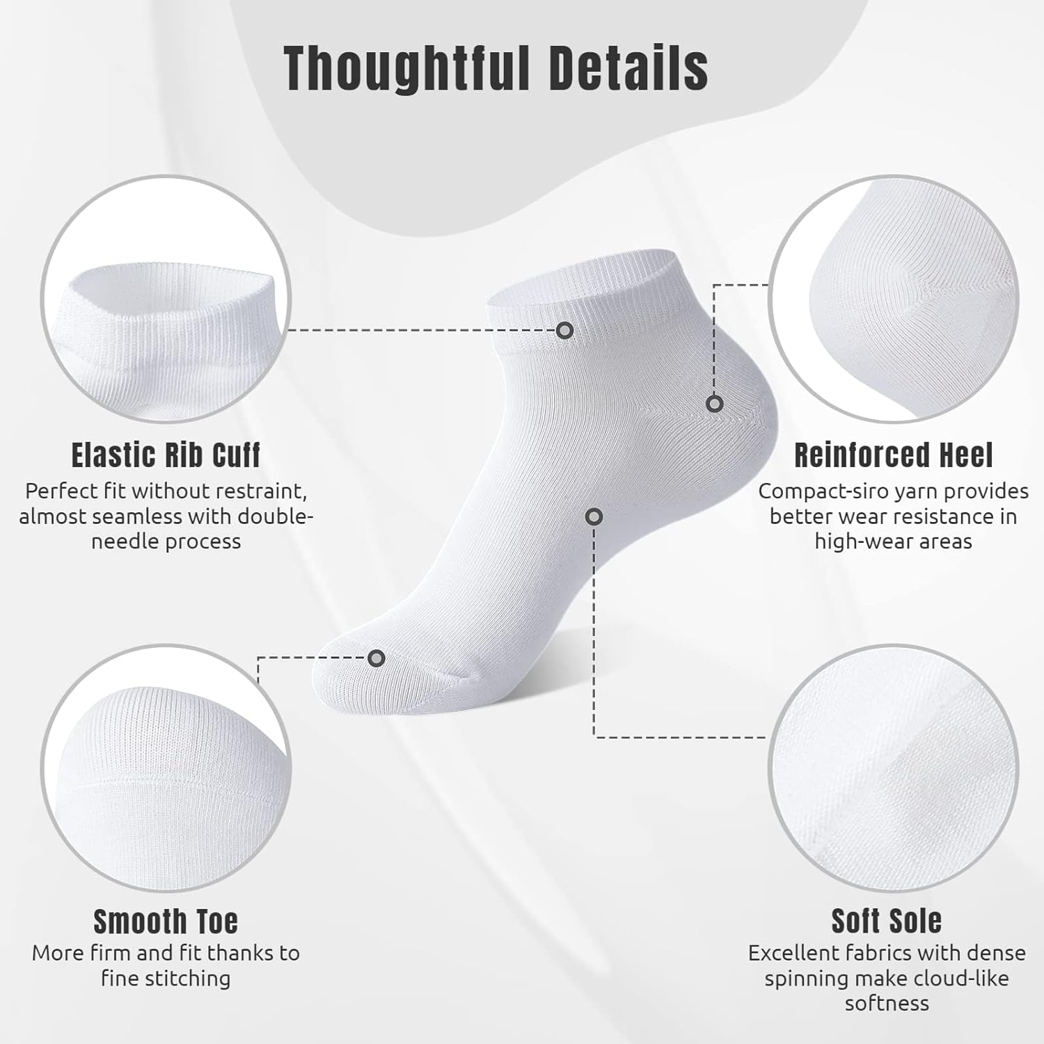 Mens Ankle Socks 6 Pack Low Cut Socks for Men and Women, No Show Ankle Sock, Short Socks Cotton Casual Socks for Men Women image number 5