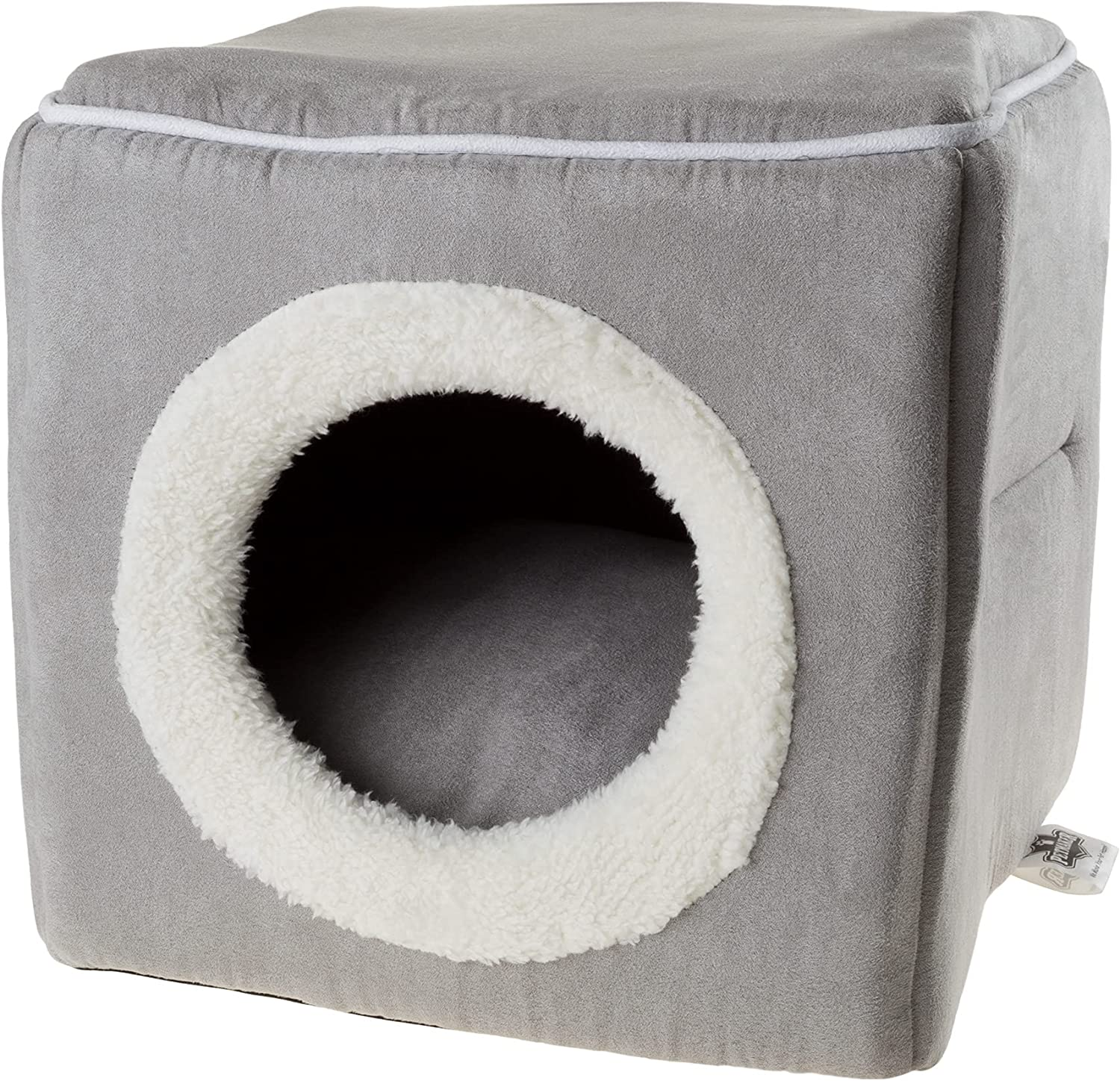 PETMAKER 80-PET6018 Cat Pet Bed, Cave- Soft Indoor Enclosed Covered Cavern/House for Cats, Kittens, and Small Pets with Removable Cushion Pad (Grey), 13X12X12 - Dark Brown image number 5