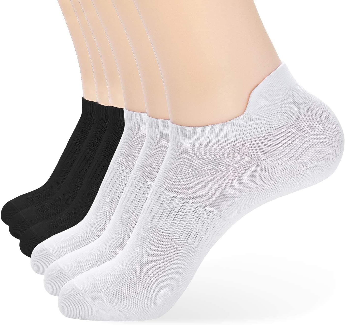 Socks Women, Women'S Athletic Ankle Sock Set Durable White Soft Breathable No Show Tab Socks Black for US Size 6-9 image number 4