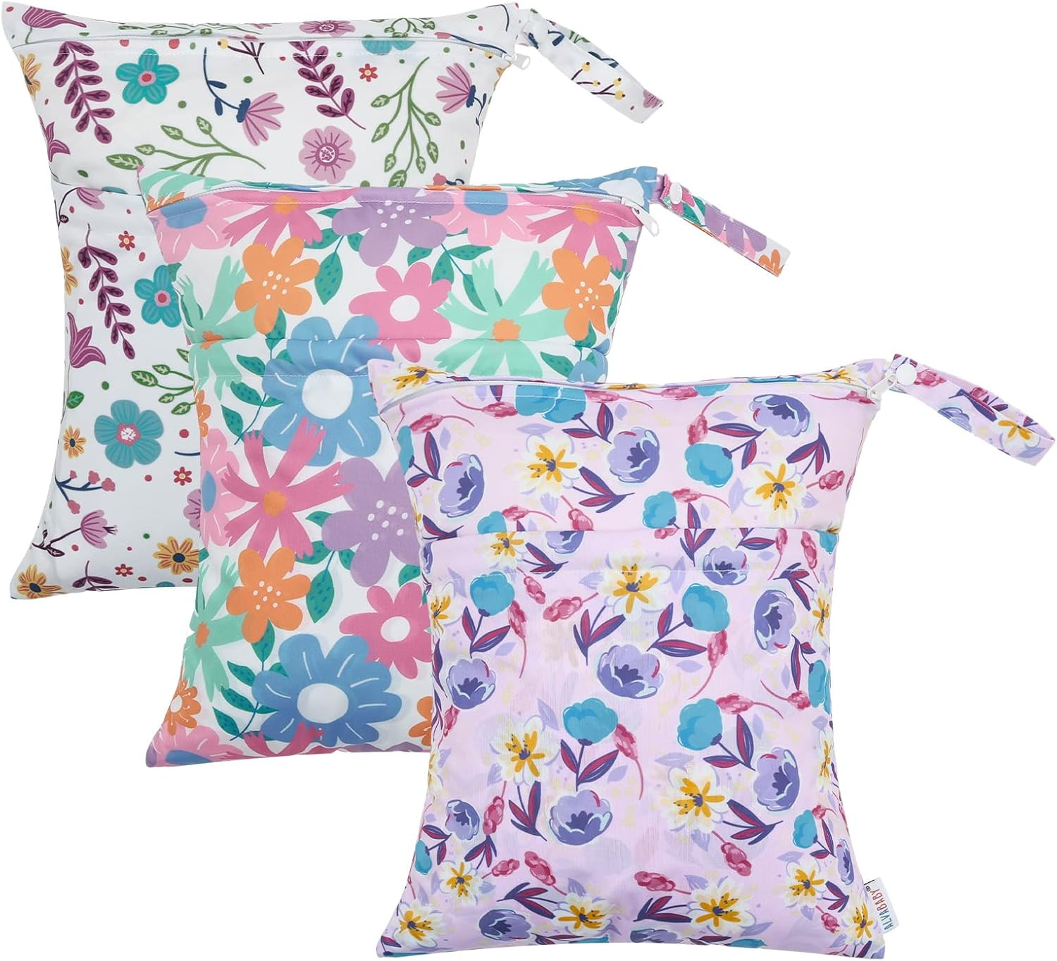 ALVABABY Cloth Diaper Wet Dry Bags Waterproof Reusable with Two Zippered Pockets Travel Beach Pool Daycare Soiled Baby Items Yoga Gym Bag for Swimsuits or Wet Clothes 3 Packs 3L-ZM11-AU - Dinosaurs 24 image number 7