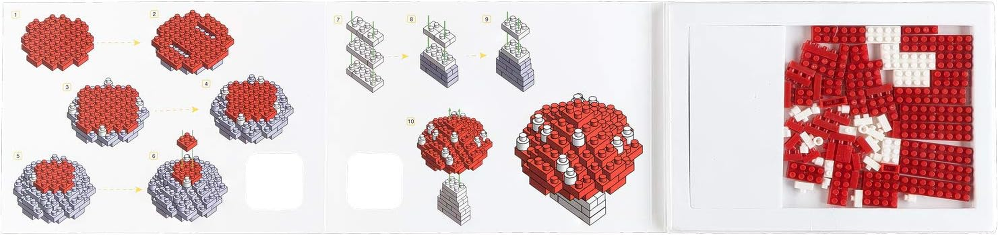 Idena 40156 - Postcard Lucky Mushroom with a 3D Model Building Set with 79 Original Brixies Mini Building Blocks, Difficulty Level 1, Greeting Card or Gift for Children and Adults image number 2